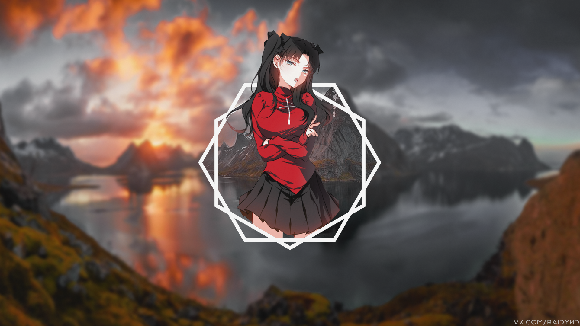 Anime 1920x1080 Tohsaka Rin anime anime girls picture-in-picture Fate/Stay Night