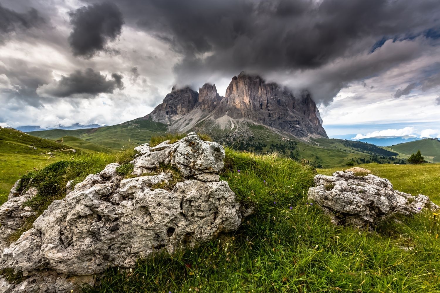 General 1500x1000 photography landscape nature grass mountains clouds spring Dolomites Italy
