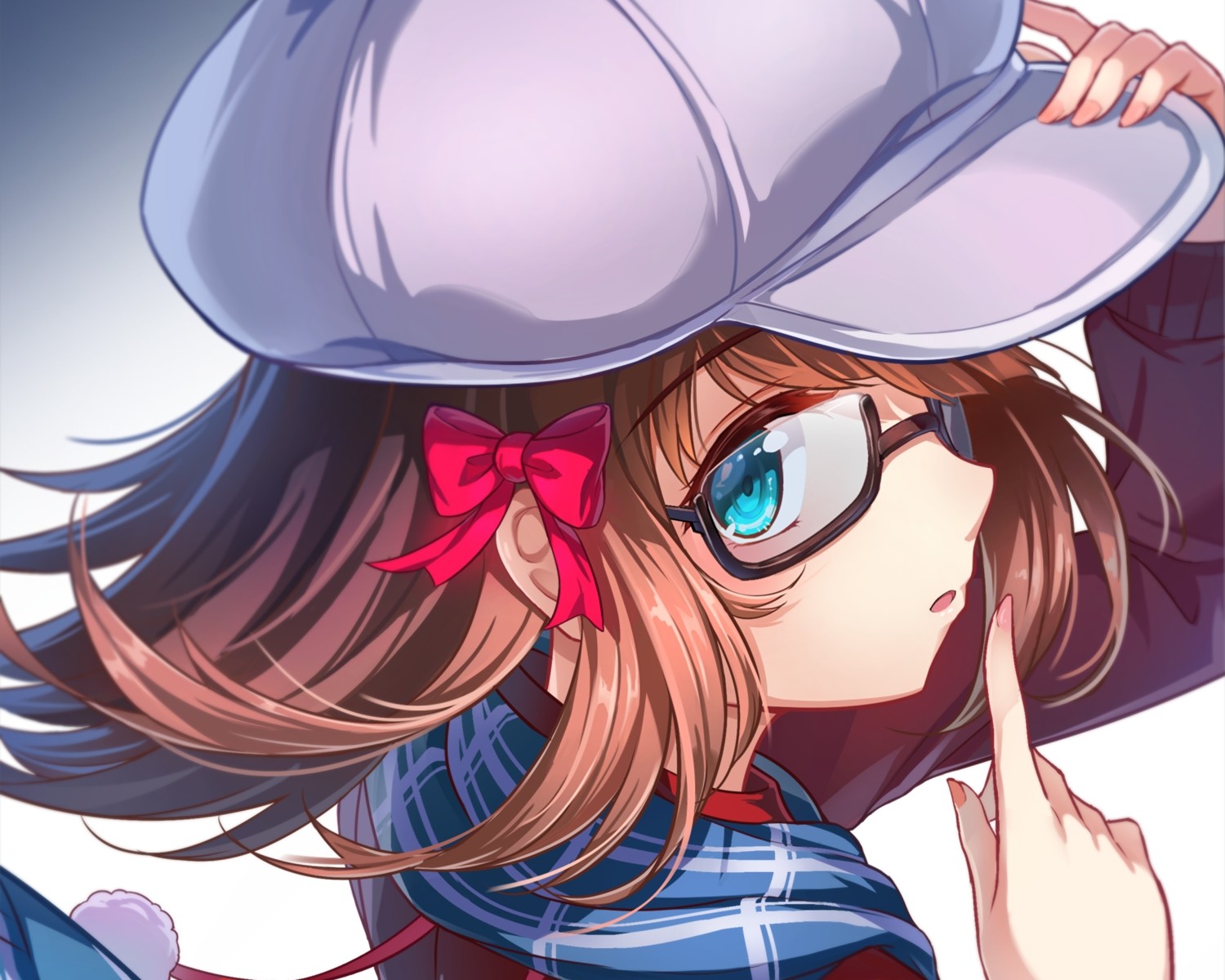 Anime 1500x1200 anime girls glasses anime blue eyes hat brunette Miazi THE iDOLM@STER Amami Haruka women with hats women with glasses