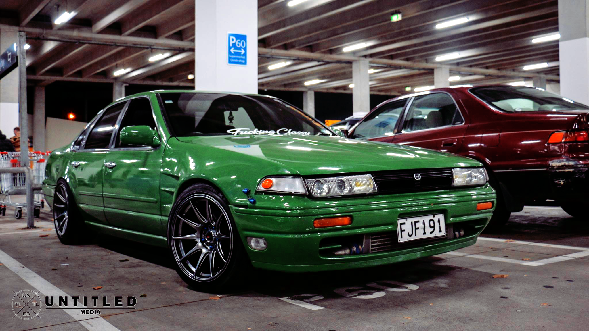 General 2048x1152 Japanese cars Untitled Media photography green cars car vehicle numbers parking garage