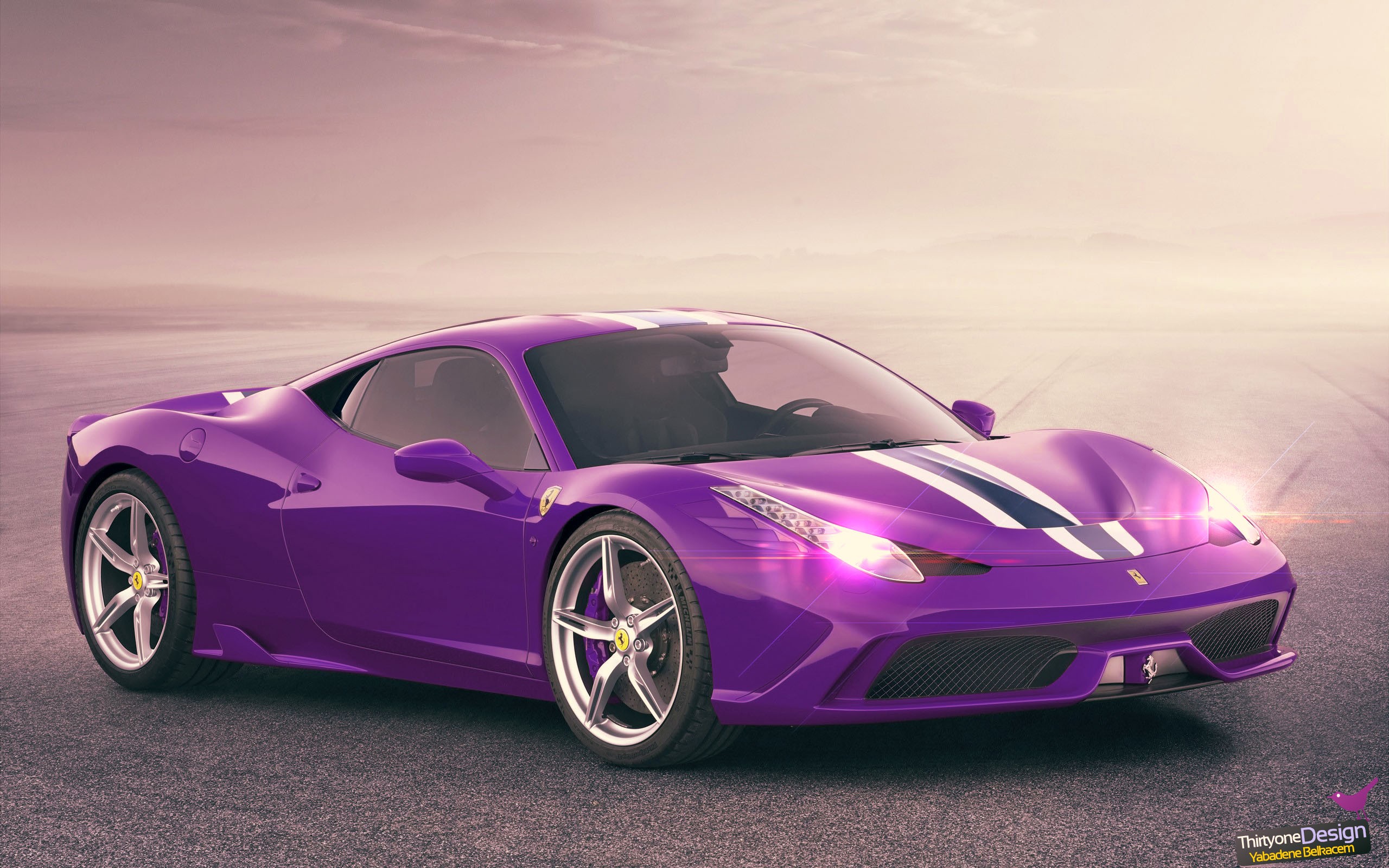 General 2560x1600 Ferrari digital art purple cars car vehicle