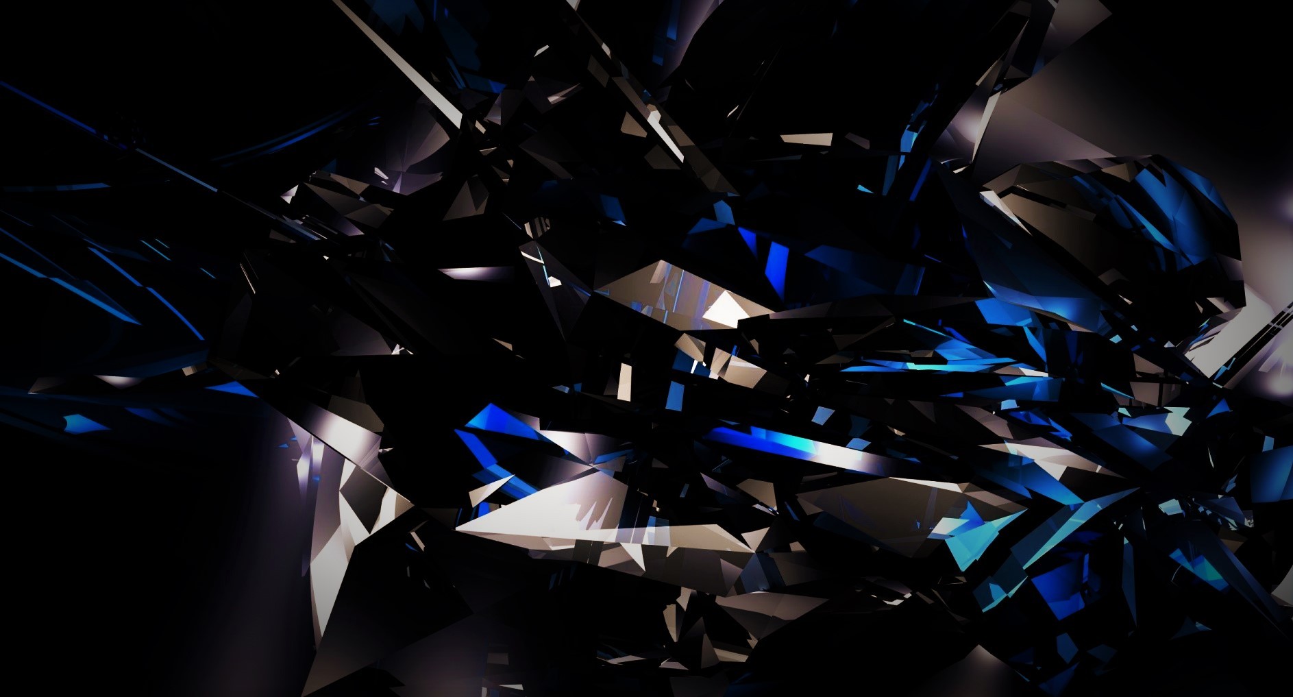 General 1887x1017 black dark abstract CGI shards glass blue bright
