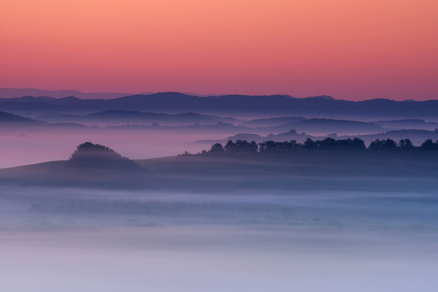 General 1500x1001 nature photography landscape morning mist valley hills pink sky Slovakia