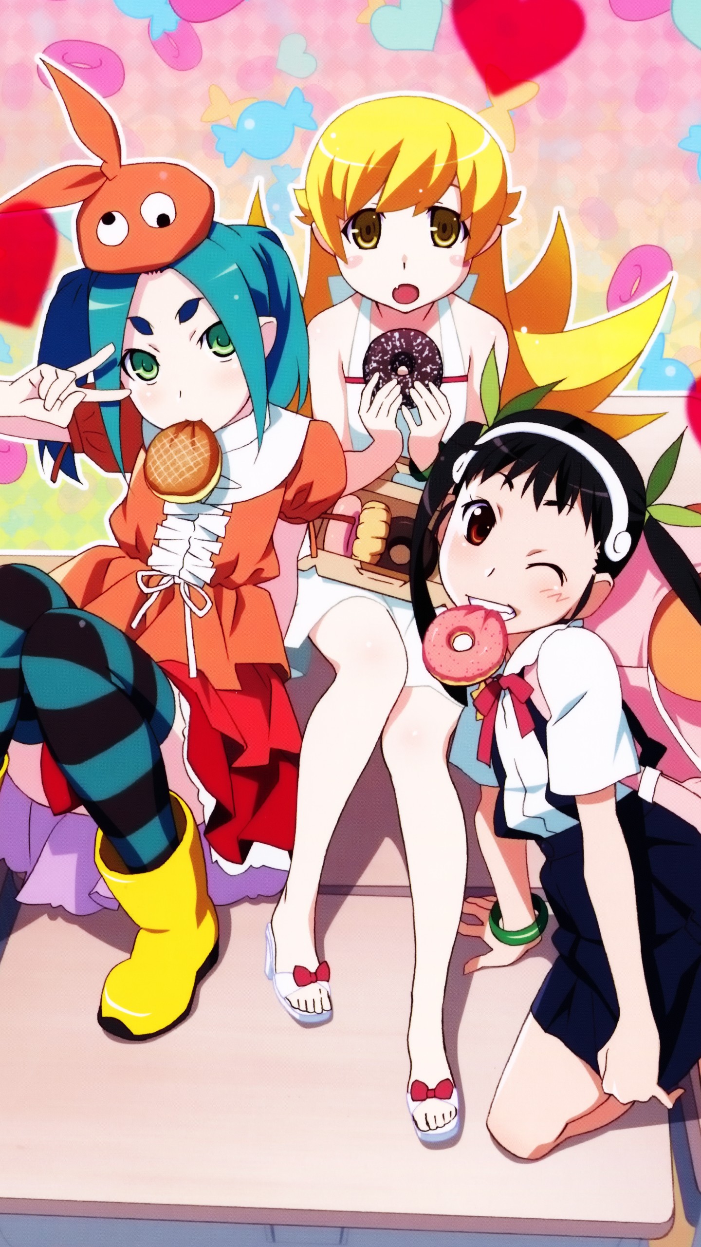 Anime 1440x2560 Hachikuji Mayoi Monogatari Series Ononoki Yotsugi Oshino Shinobu anime girls