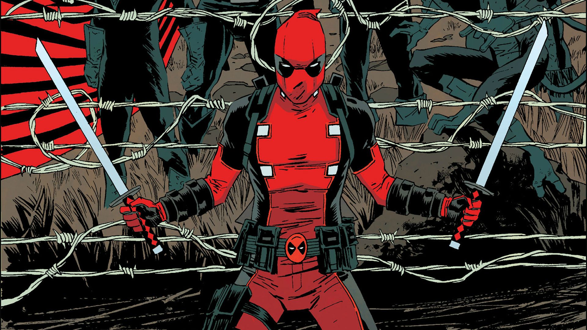 General 1920x1080 Marvel Comics comics Deadpool antiheroes comic art sword weapon barbed wire Wade Wilson
