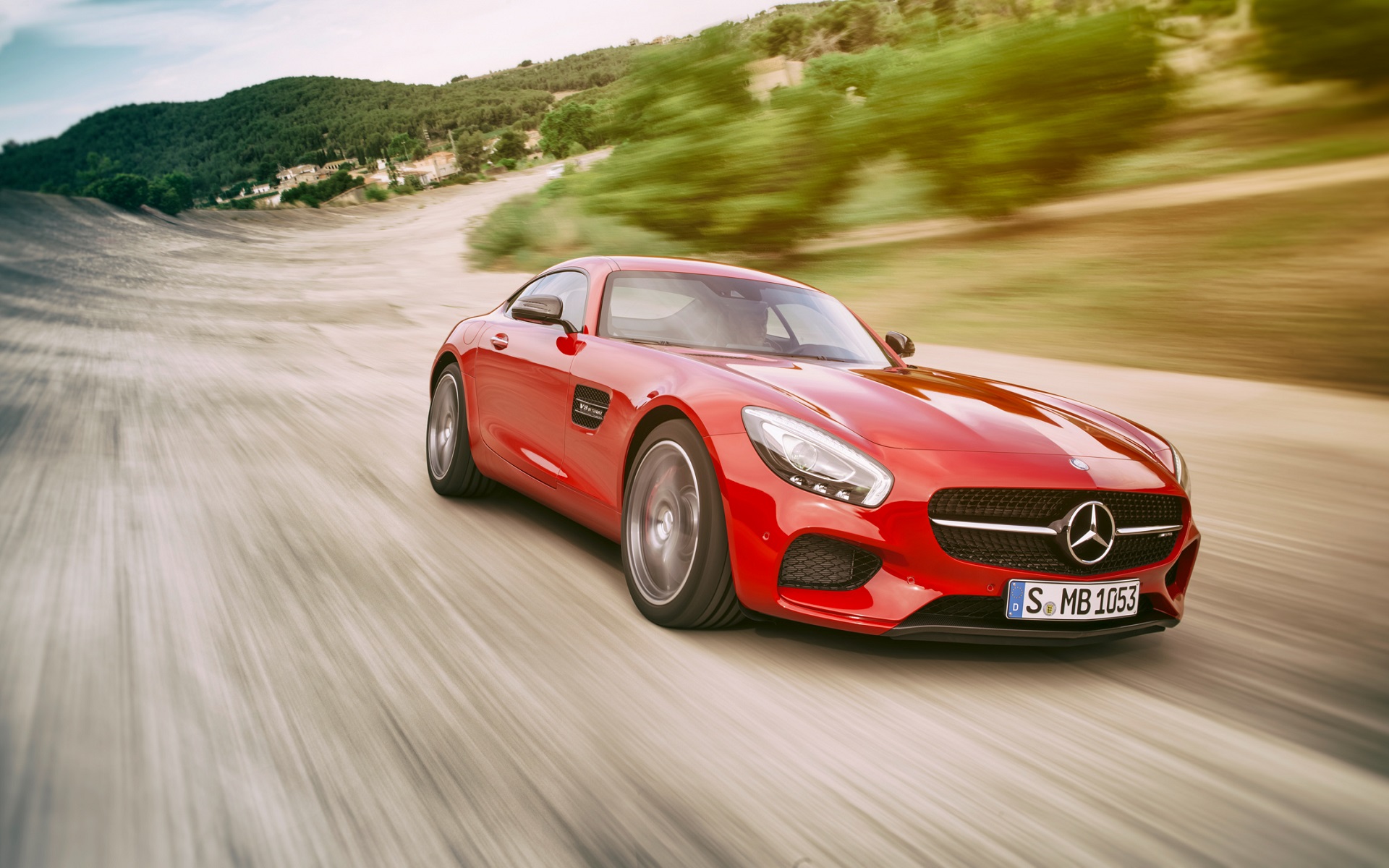 General 1920x1200 Mercedes-AMG GT Mercedes-Benz car red cars road motion blur numbers vehicle German cars Grand Tour