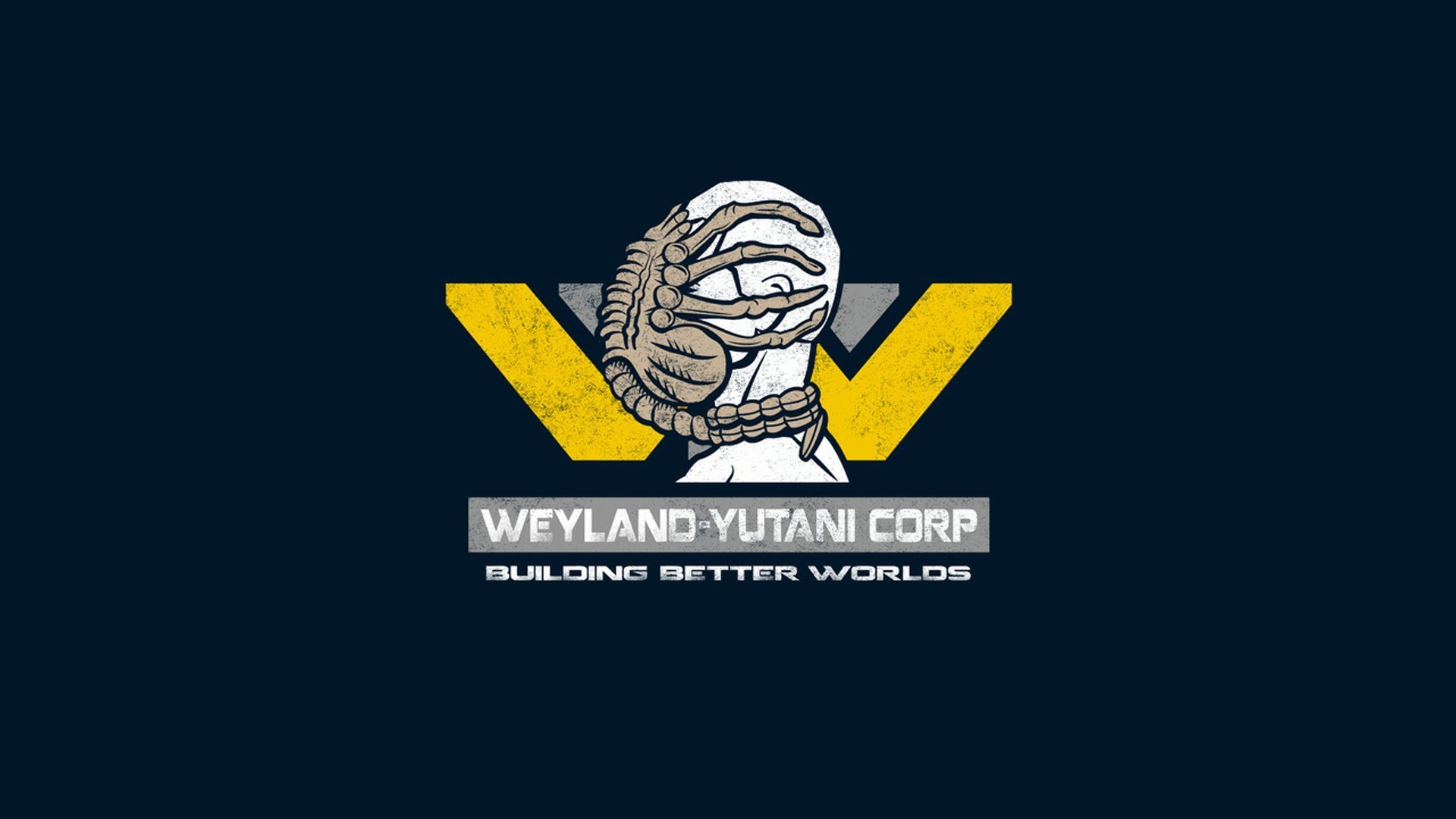 General 1920x1080 Weyland Corporation Weyland-Yutani Corporation facehugger logo science fiction horror men blue background simple background artwork Aliens (movie) creature movie characters