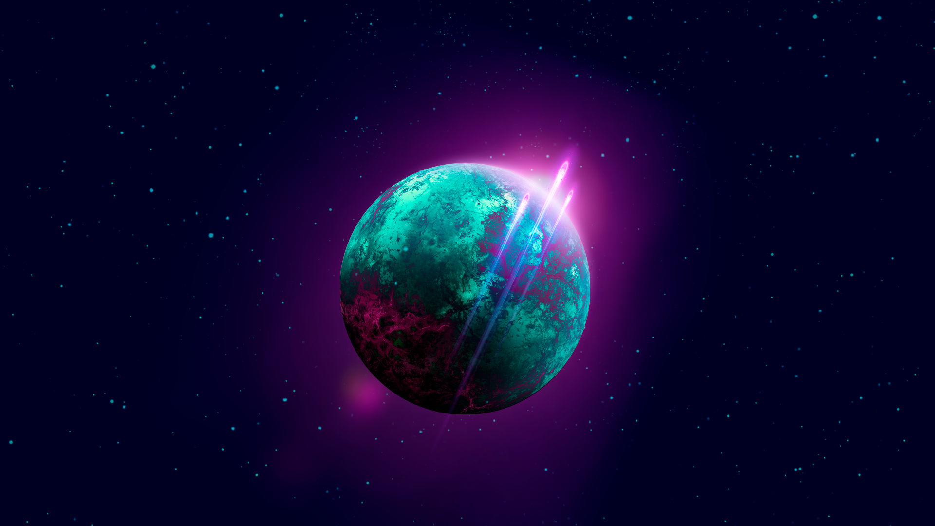 General 1920x1080 space stars planet purple background retrowave dark dark background blue