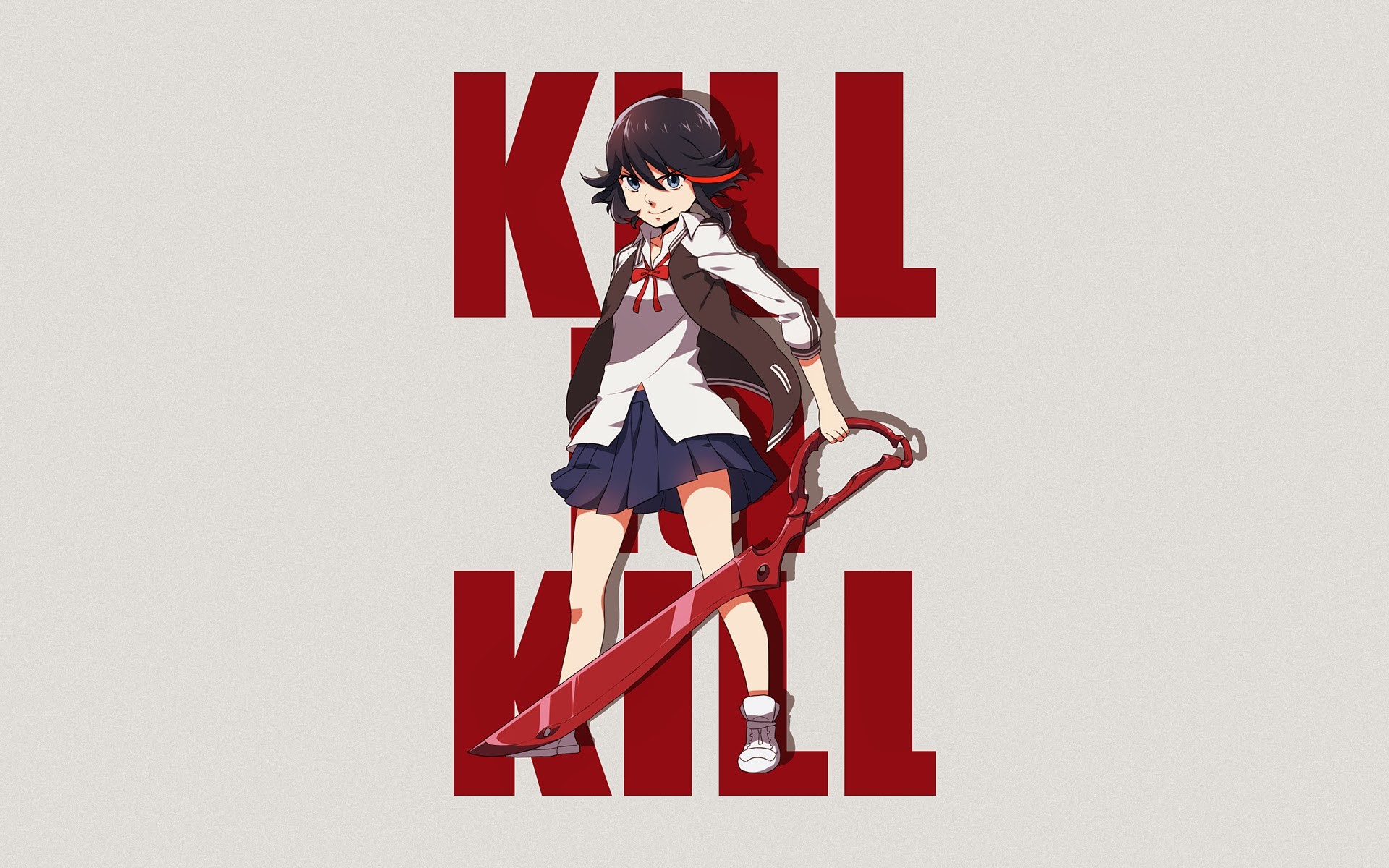 Anime 1920x1200 Kill la Kill Matoi Ryuuko anime girls anime simple background women with swords sword skirt looking at viewer typography white background