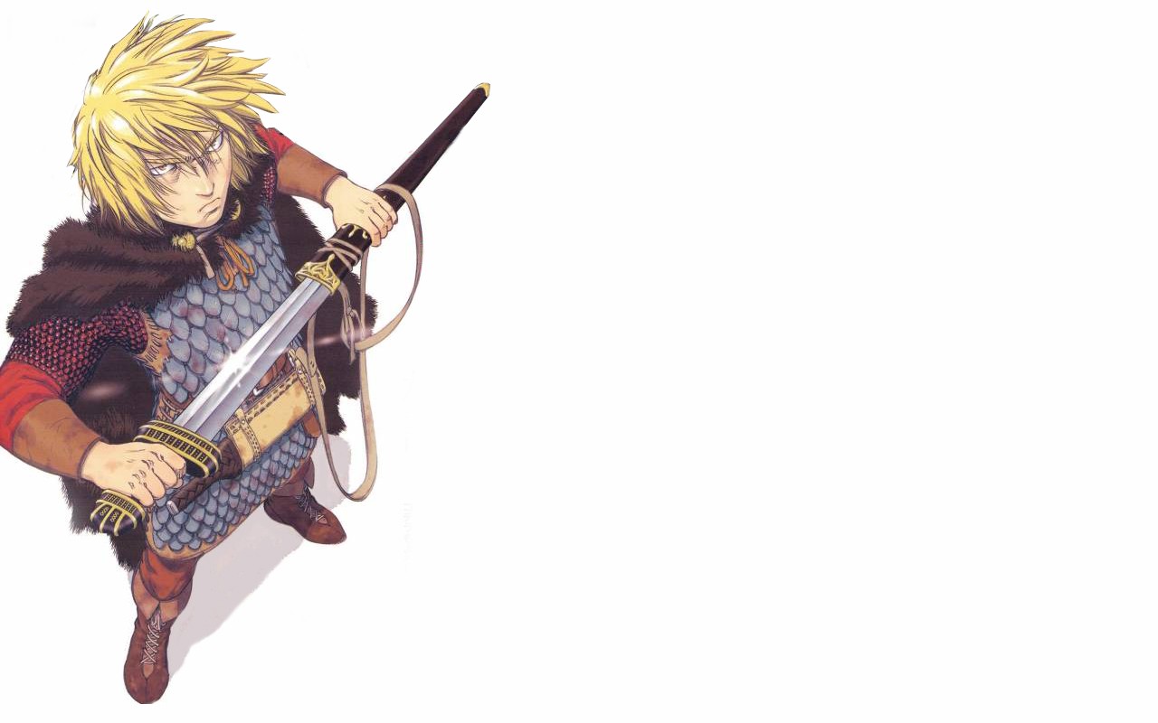 Anime 1280x800 anime fantasy men sword blonde simple background white background fantasy art Vinland Saga Thorfinn