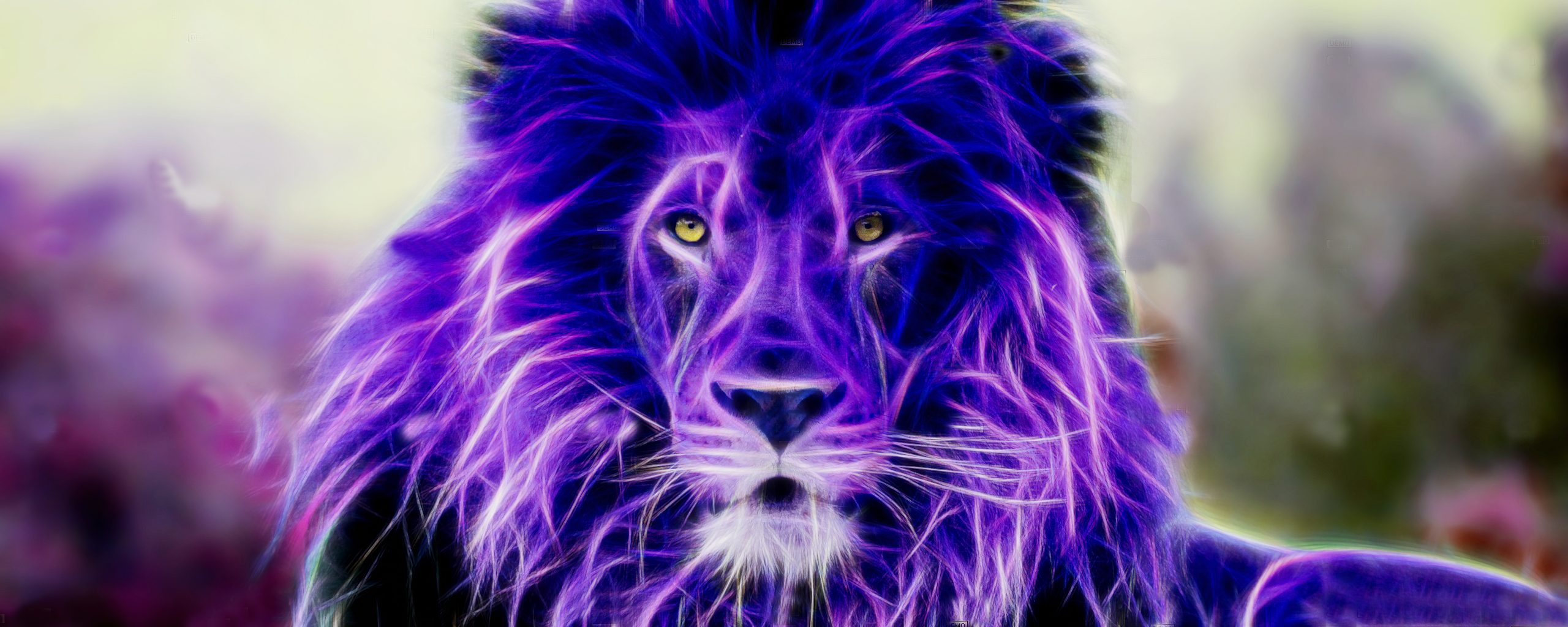 General 2560x1024 Fractalius animals mammals lion digital art big cats