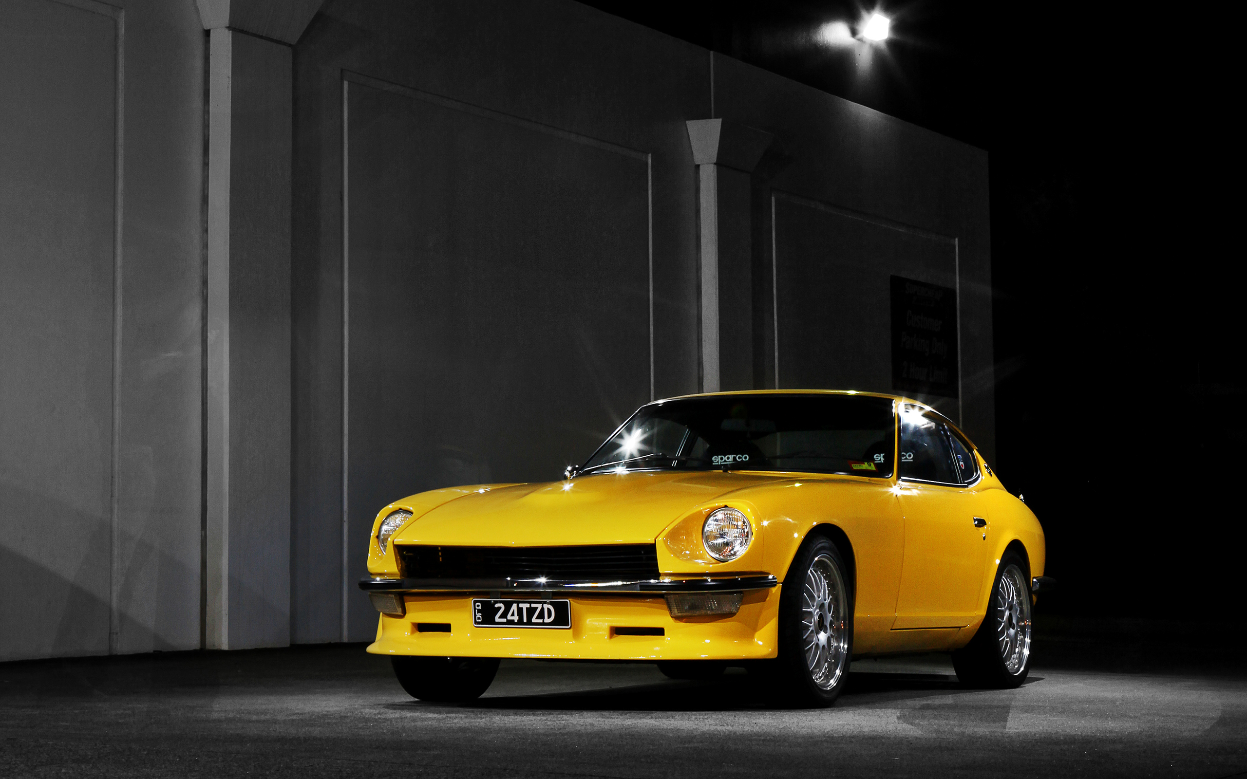 General 2560x1600 car vehicle night tuning Japanese cars Nissan S30 Nissan yellow cars
