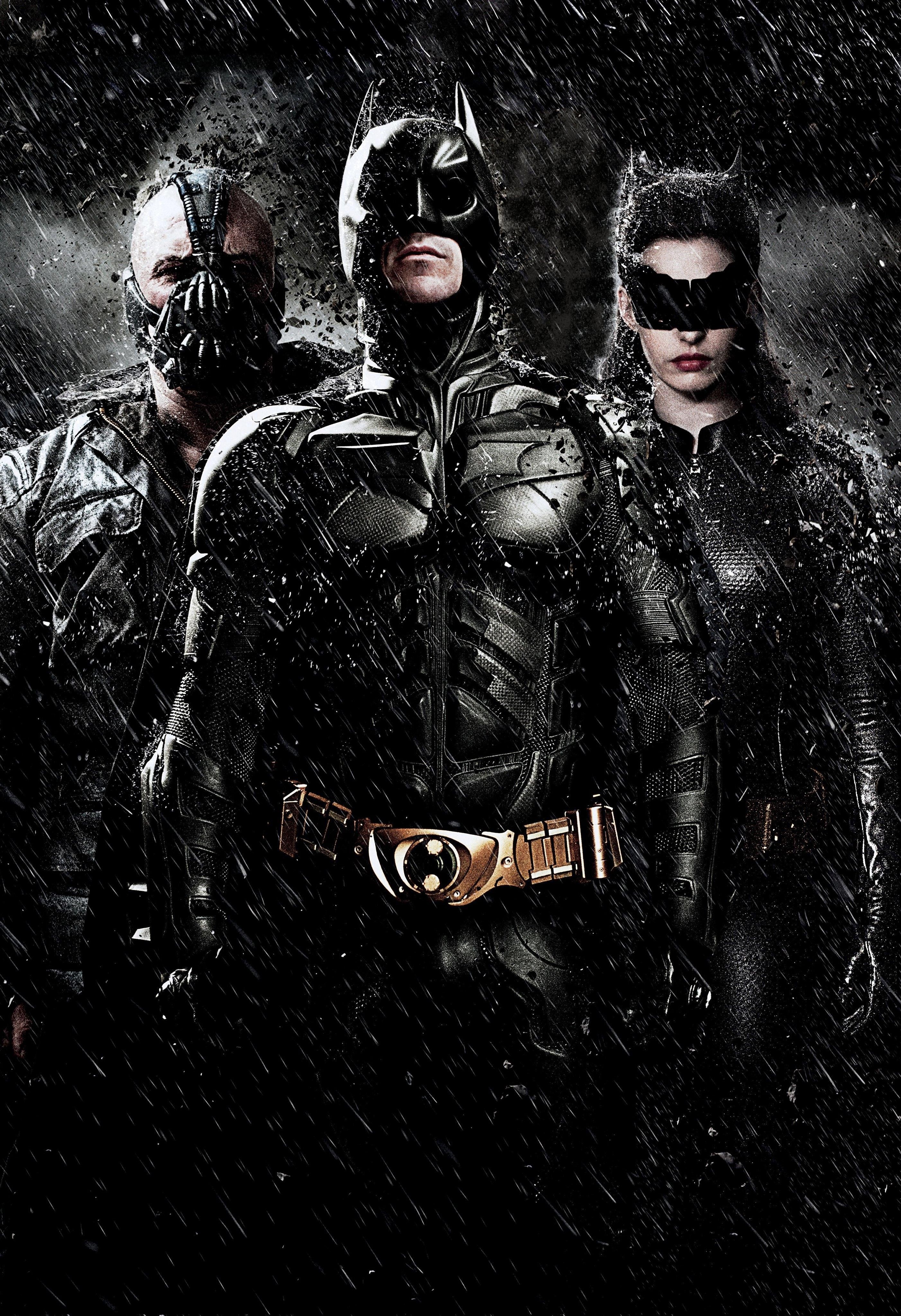 People 2804x4096 Batman Catwoman Bane Christian Bale Anne Hathaway Tom Hardy Bruce Wayne Selina Kyle The Dark Knight Rises rain movies