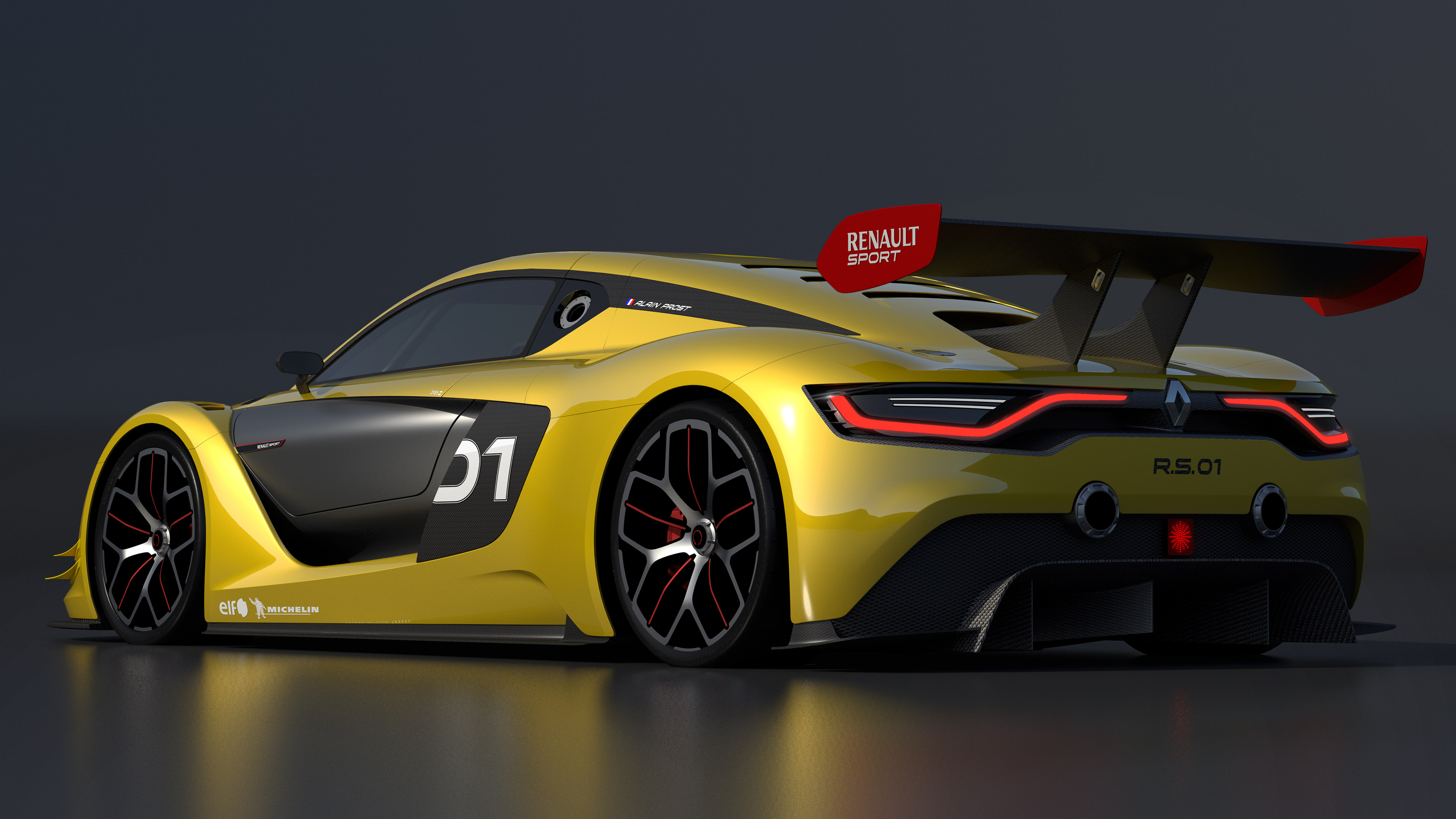 General 3840x2160 Renault Sport R.S. 01 car vehicle race cars simple background Renault yellow cars French Cars
