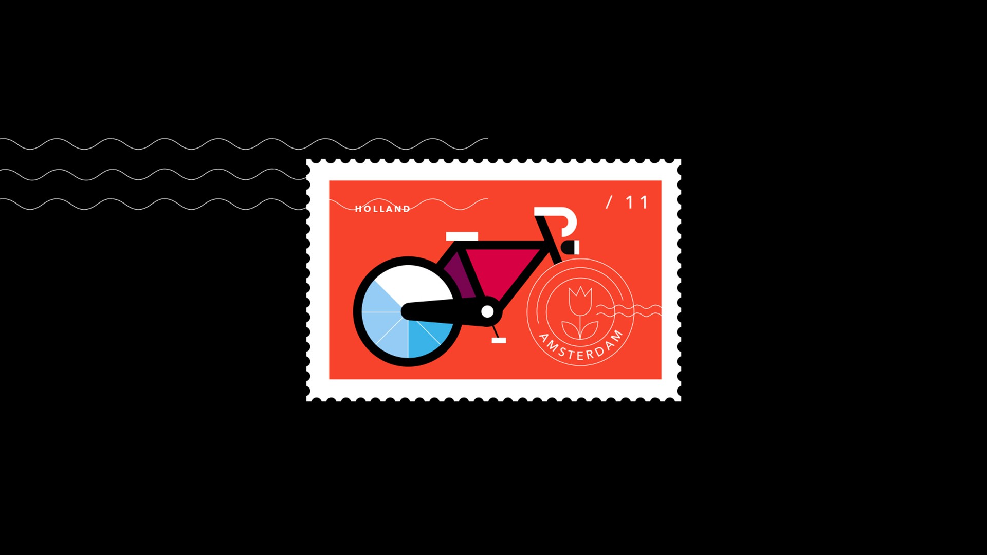 General 1920x1080 minimalism bicycle stamps numbers black black background orange vehicle artwork