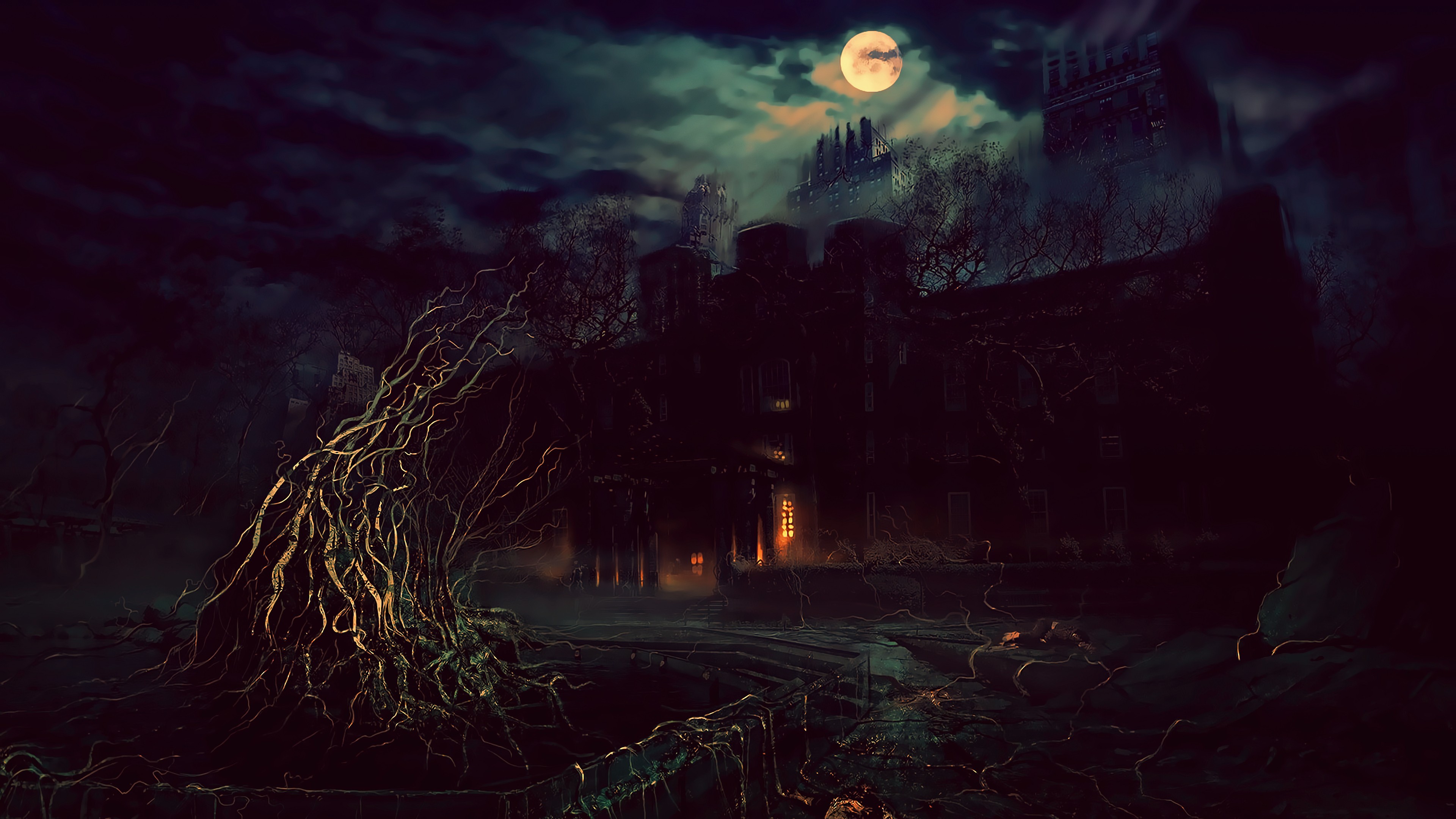 General 3840x2160 Terror night fantasy art photoshopped fan art creepy spooky horror sky artwork