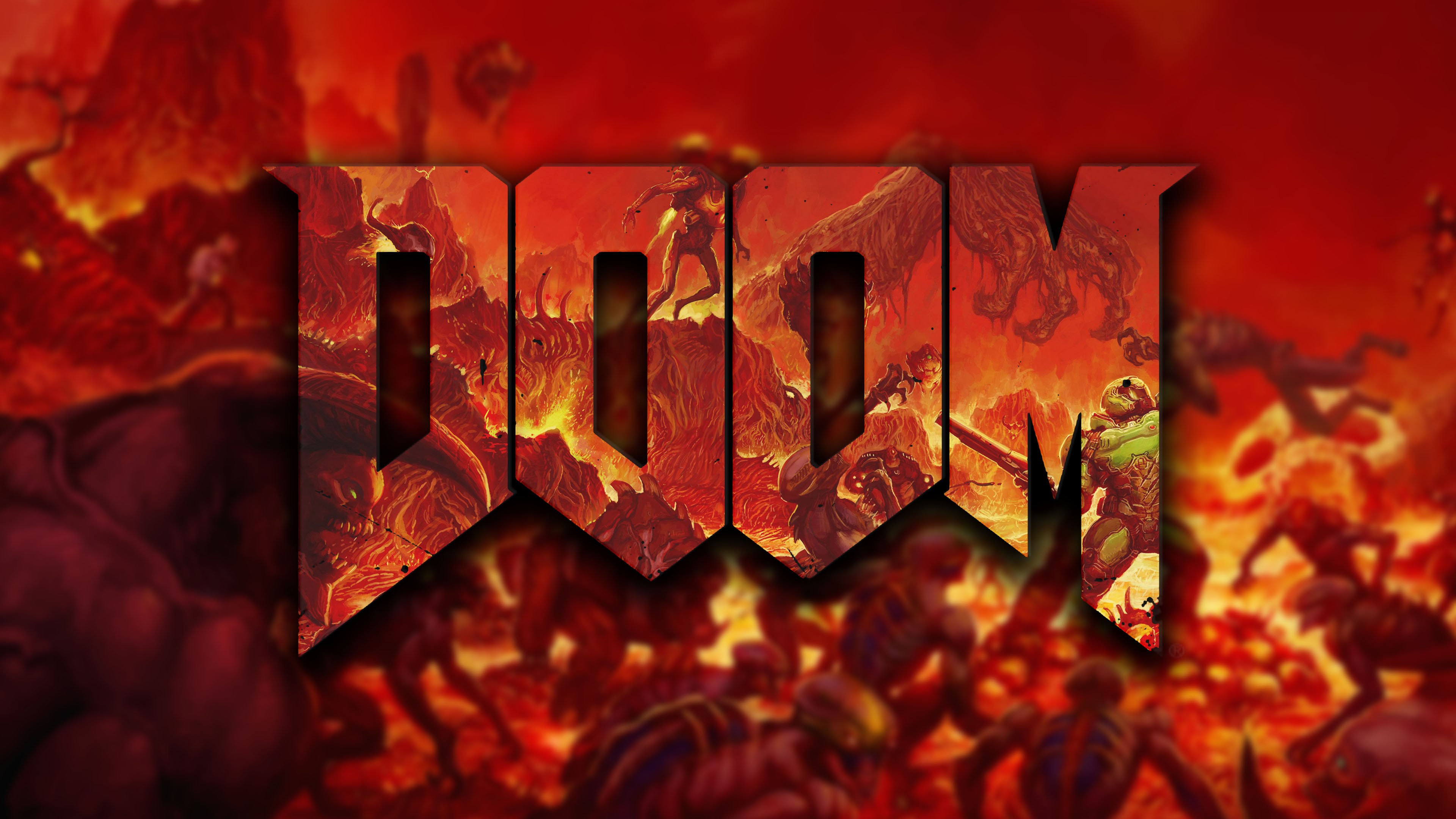 General 3840x2160 video games Doom (game) video game art PC gaming logo