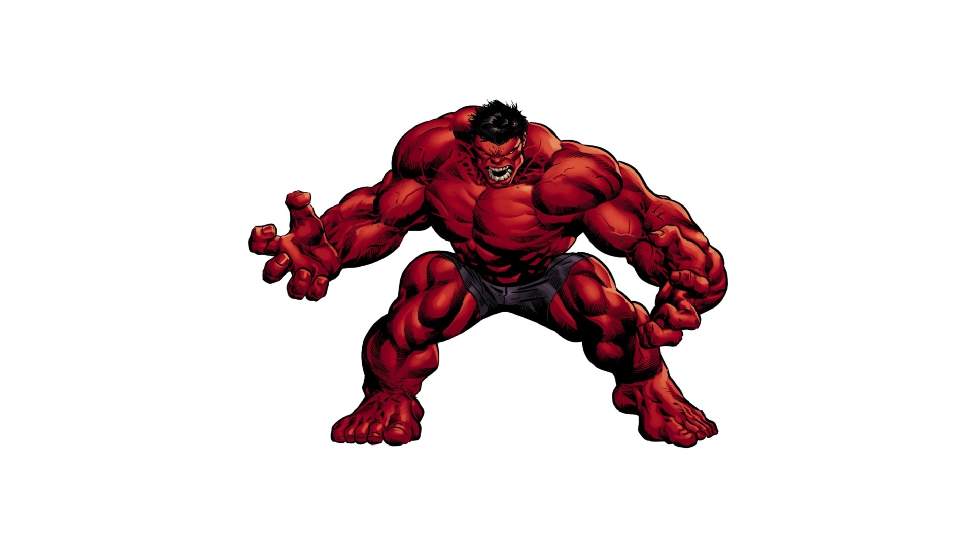 General 1920x1080 red hulk Hulk artwork comic art white background muscular muscles