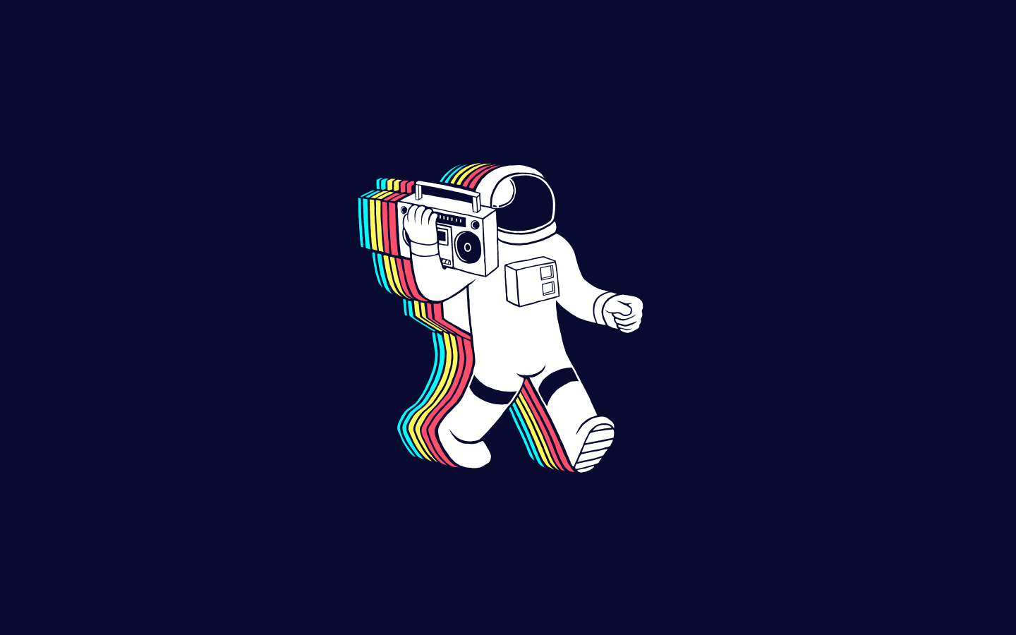 General 1440x900 minimalism astronaut boombox humor blue background simple background artwork threadless