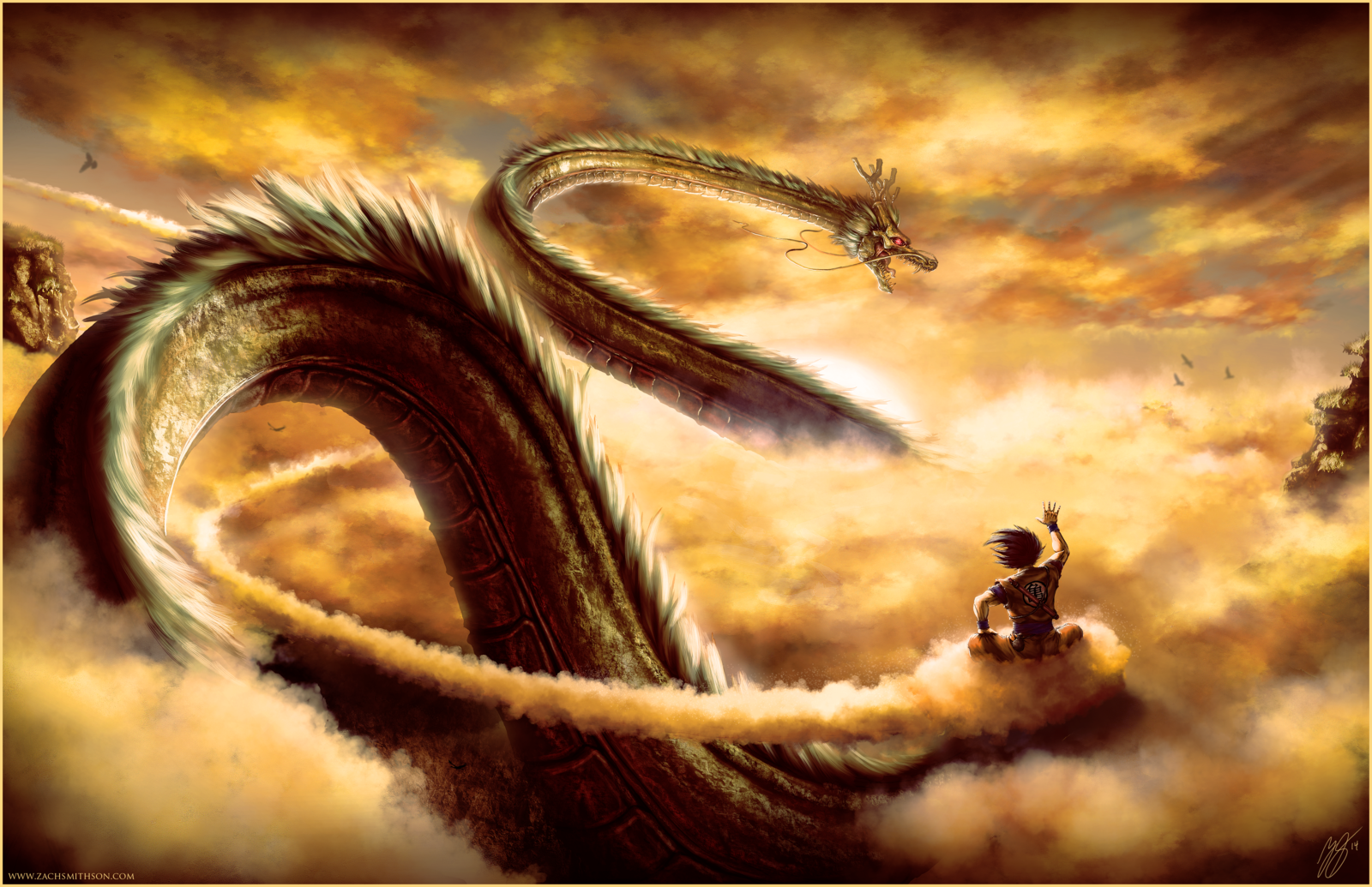 General 1600x1035 Dragon Ball anime dragon creature fantasy art Dragon Ball Z sky artwork