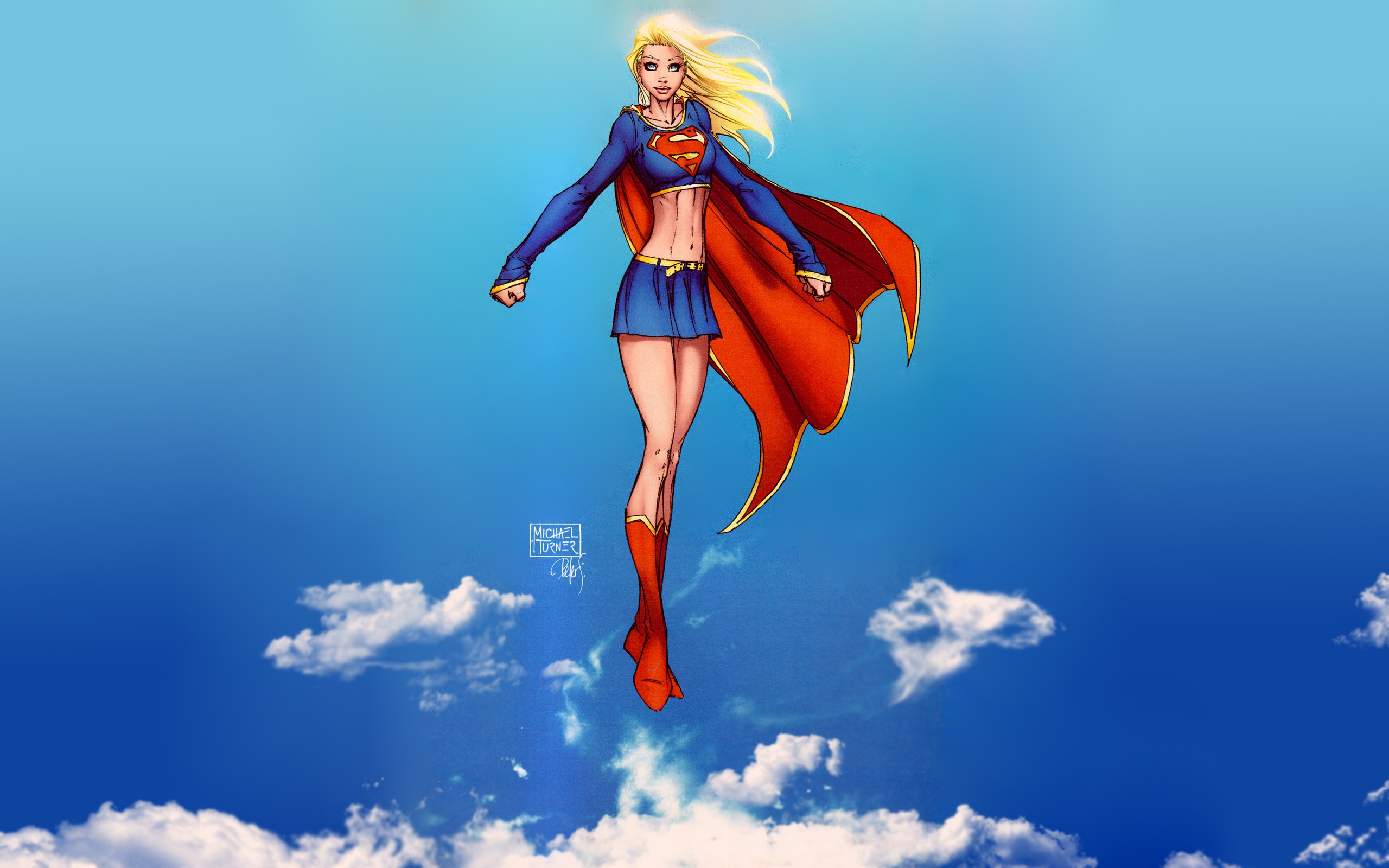 General 2560x1600 Supergirl comics DC Comics Michael Turner superheroines cape digital art watermarked