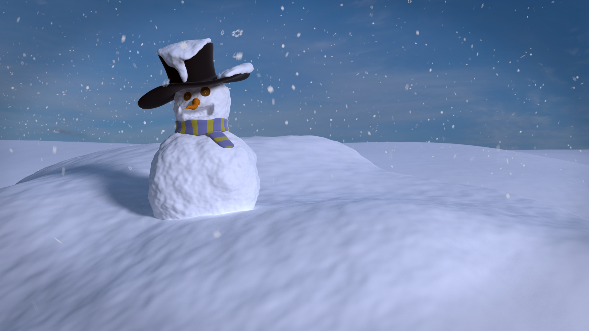 General 1920x1080 Blender snowman CGI snow