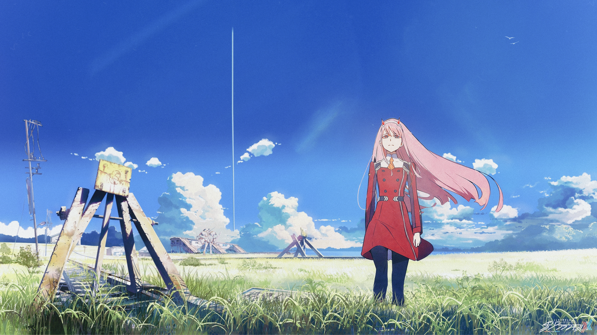 Anime 1920x1080 Darling in the FranXX Zero Two (Darling in the FranXX) pink hair clear sky