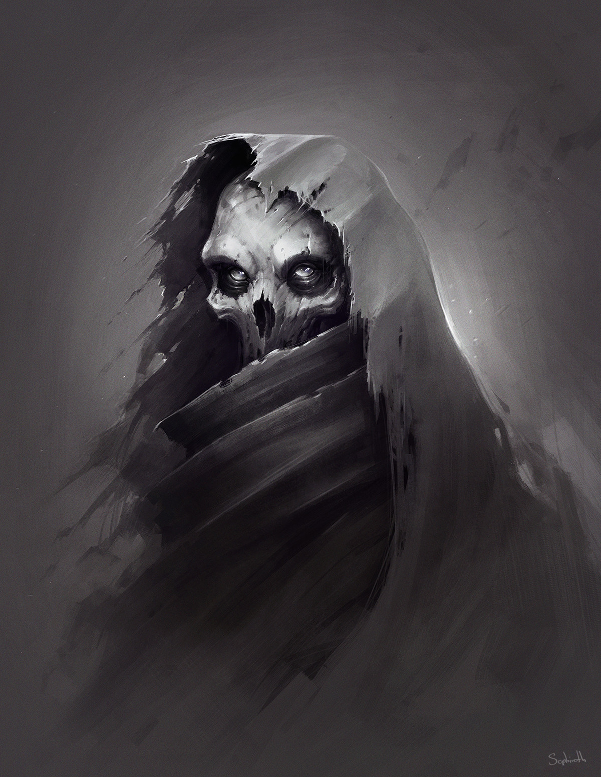 General 1200x1553 drawing digital art men skull horror monochrome Sephiroth hoods