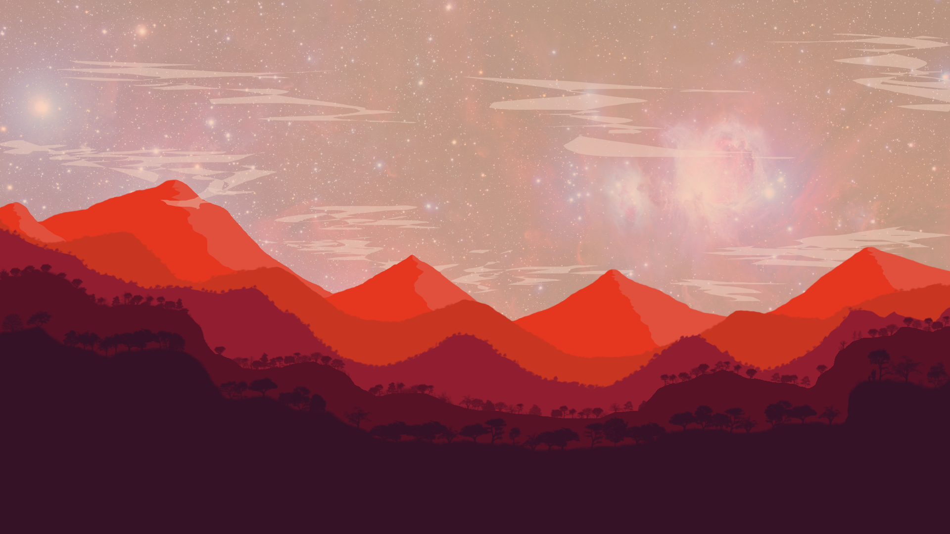 General 1920x1080 landscape abstract red mountains photoshopped space