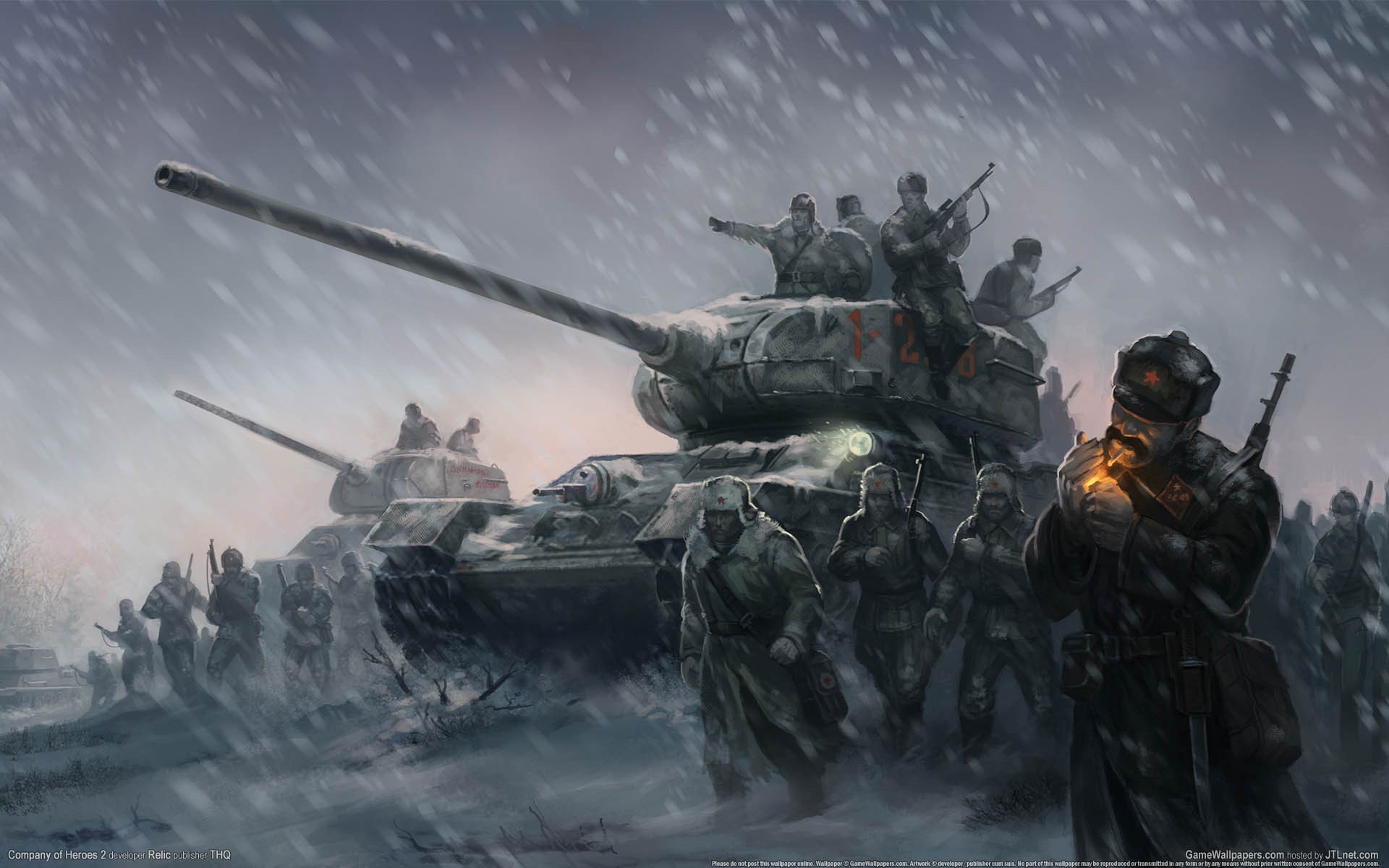 General 1920x1200 artwork World War II Soviet Army tank cigarettes winter military T-34 Company of Heroes 2 ushanka snow Russian/Soviet tanks