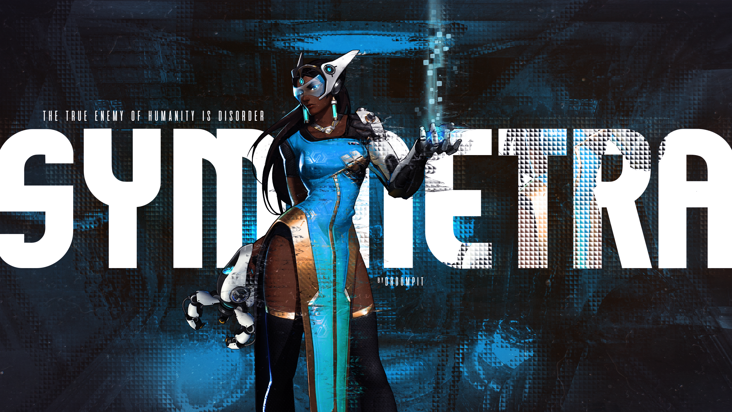 General 2560x1440 Symmetra (Overwatch) Overwatch PC gaming video game art blue typography digital art
