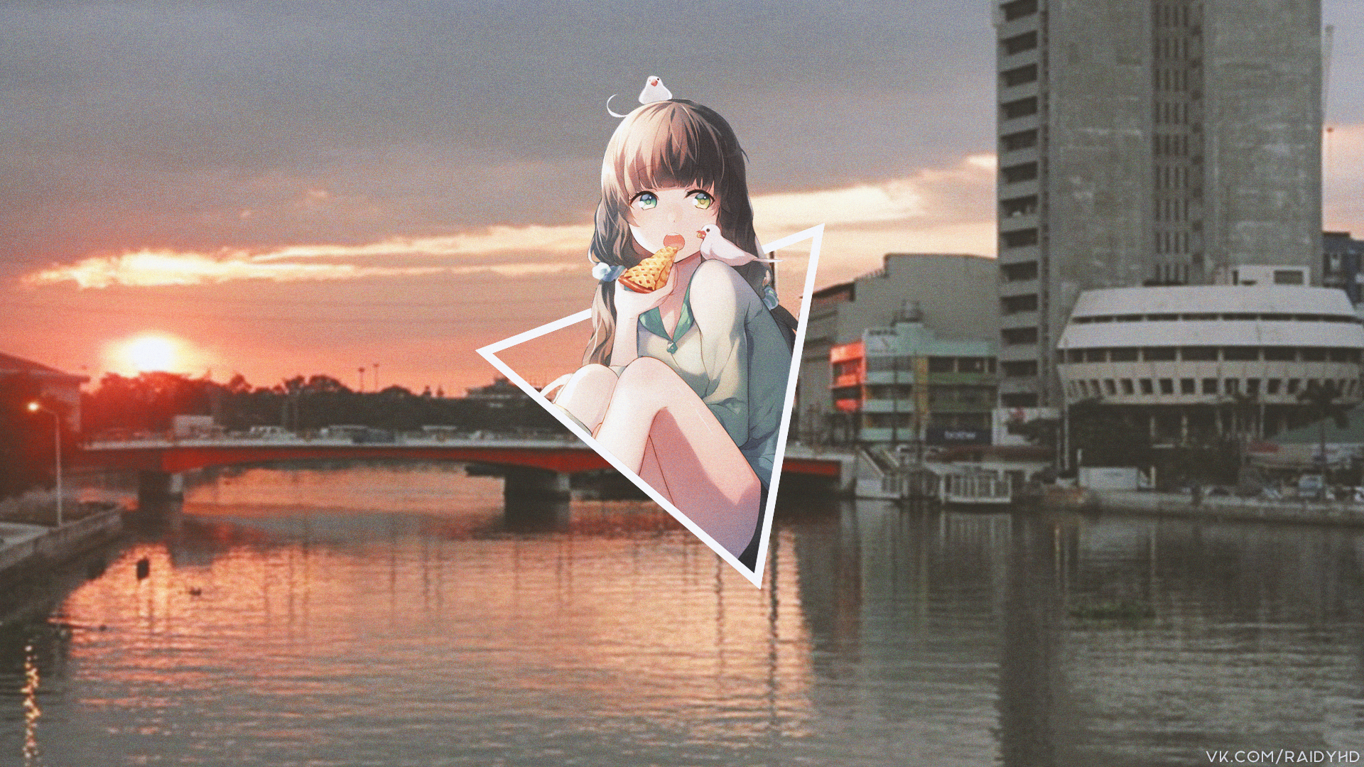 Anime 1920x1080 anime anime girls picture-in-picture sunset