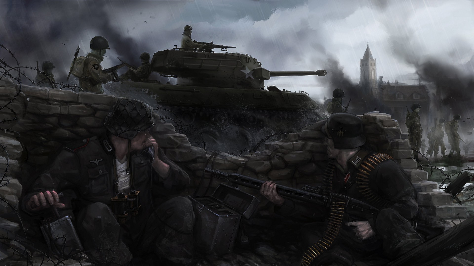 General 1920x1080 Nazi tank machine gun soldier World War II M18 Hellcat war video games