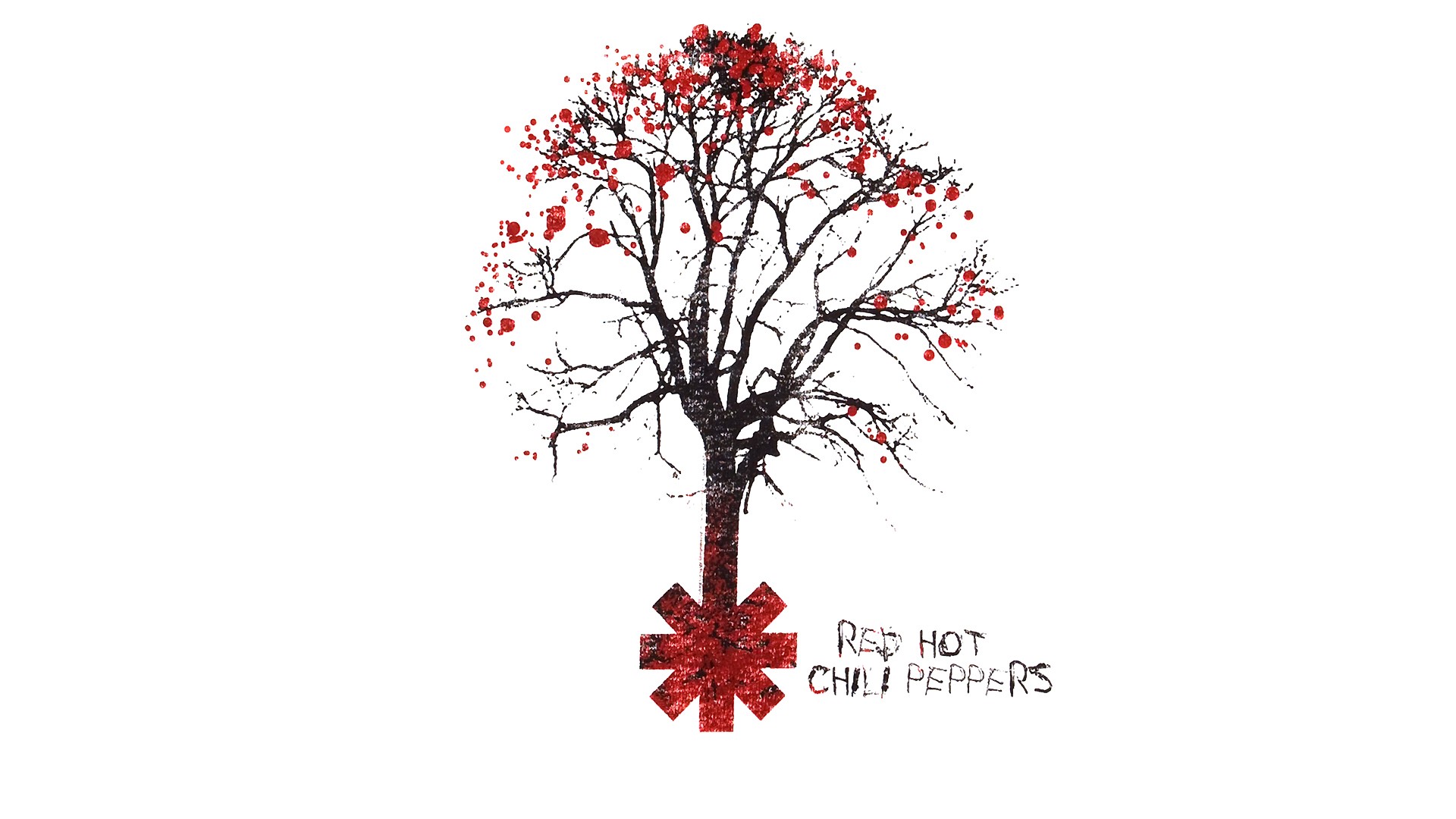 General 1920x1080 Red Hot Chili Peppers music simple background red white trees artwork band