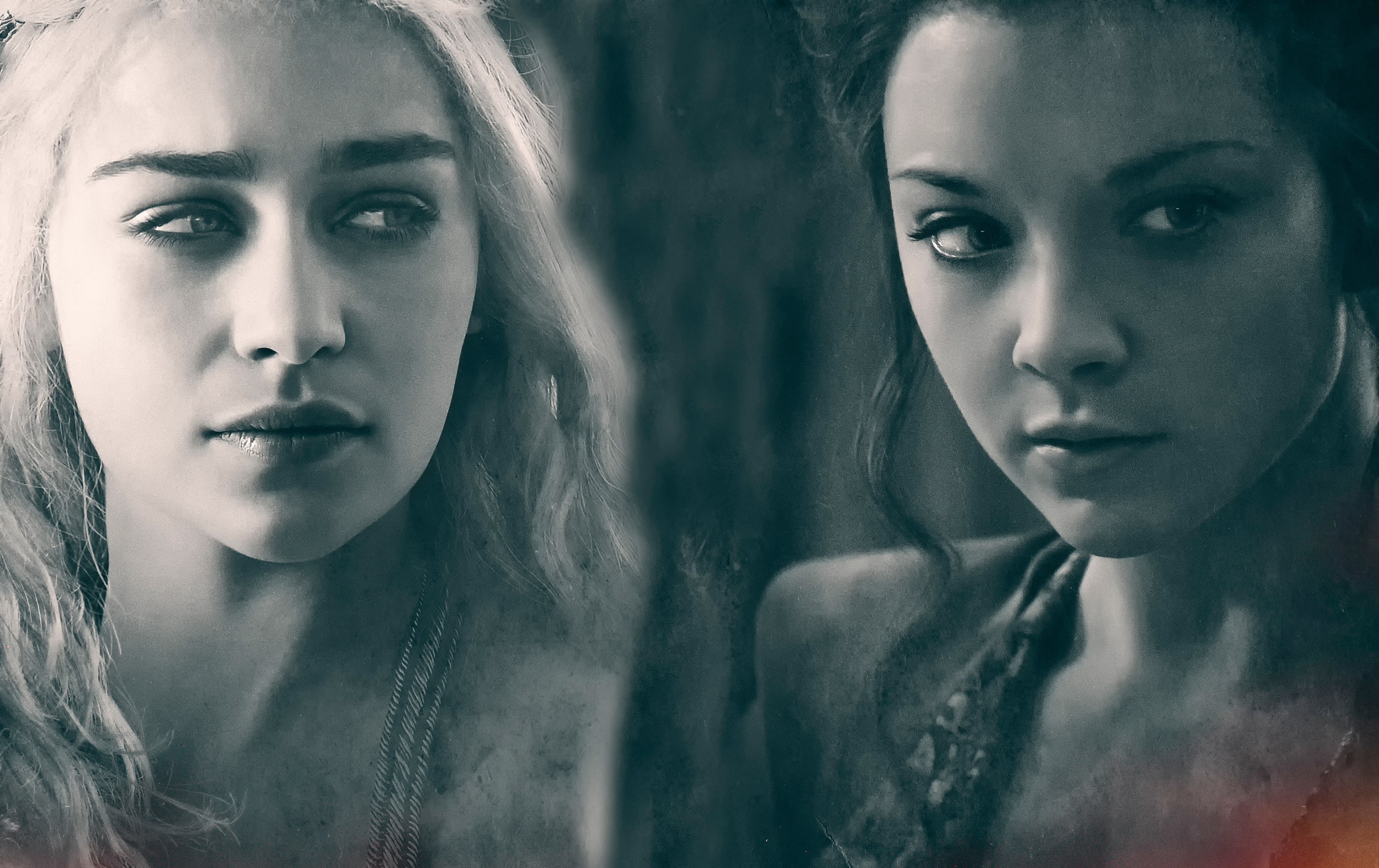 People 3240x2040 Emilia Clarke Natalie Dormer  actress Daenerys Targaryen Margaery Tyrell Game of Thrones TV series face women