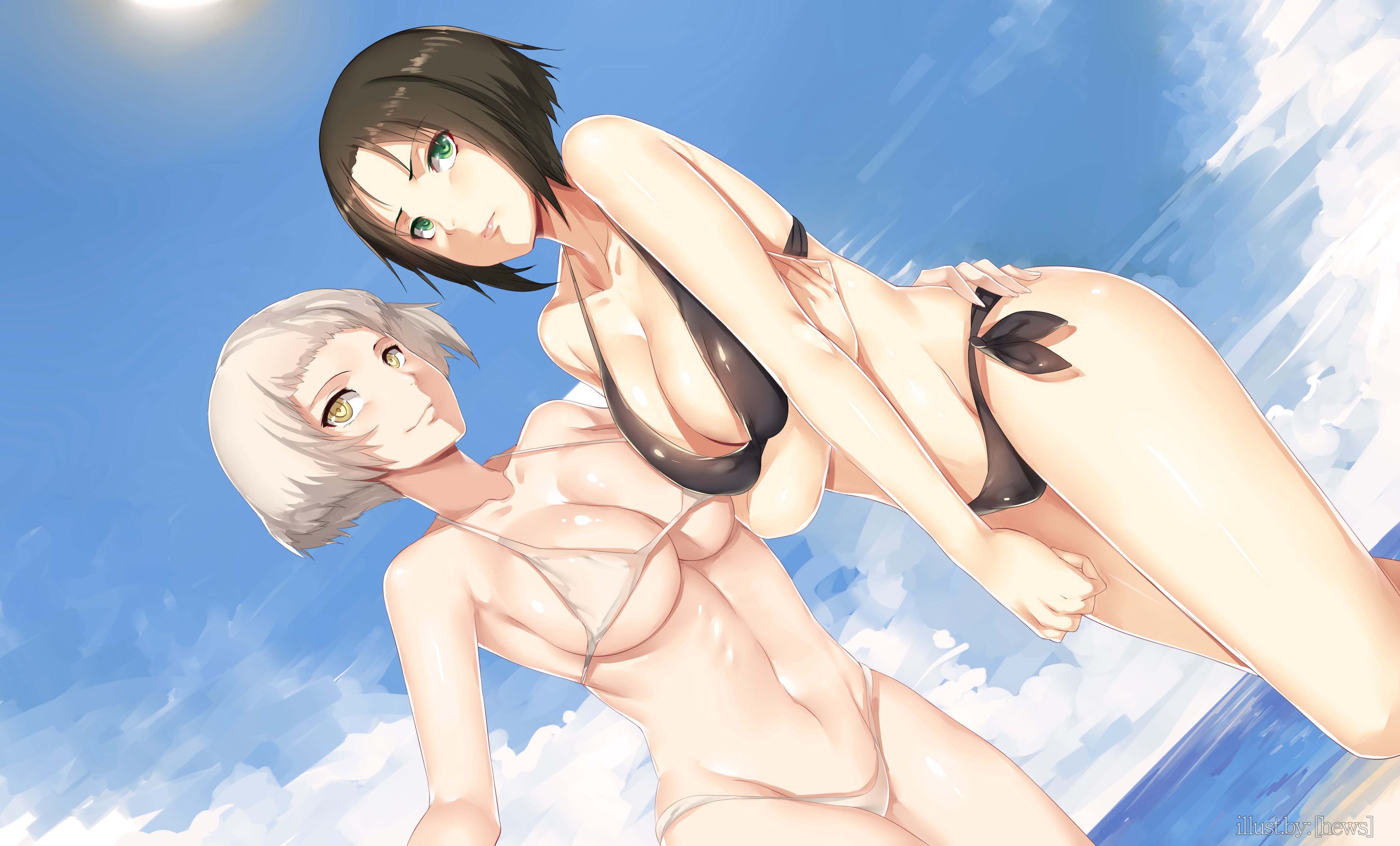 Anime 4300x2600 Hews Marie (Persona 4) Persona series Persona 4 bikini cleavage beach green eyes Persona 3