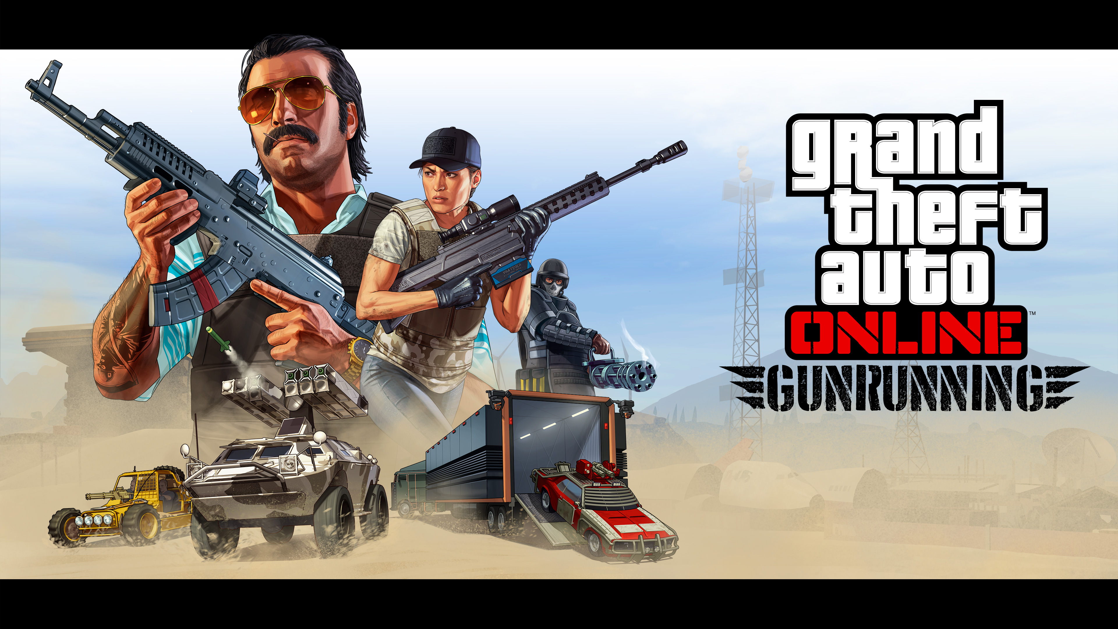 General 3840x2160 Grand Theft Auto V Grand Theft Auto Online DLC tank military war Rockstar Games Gun Running DLC men video game characters