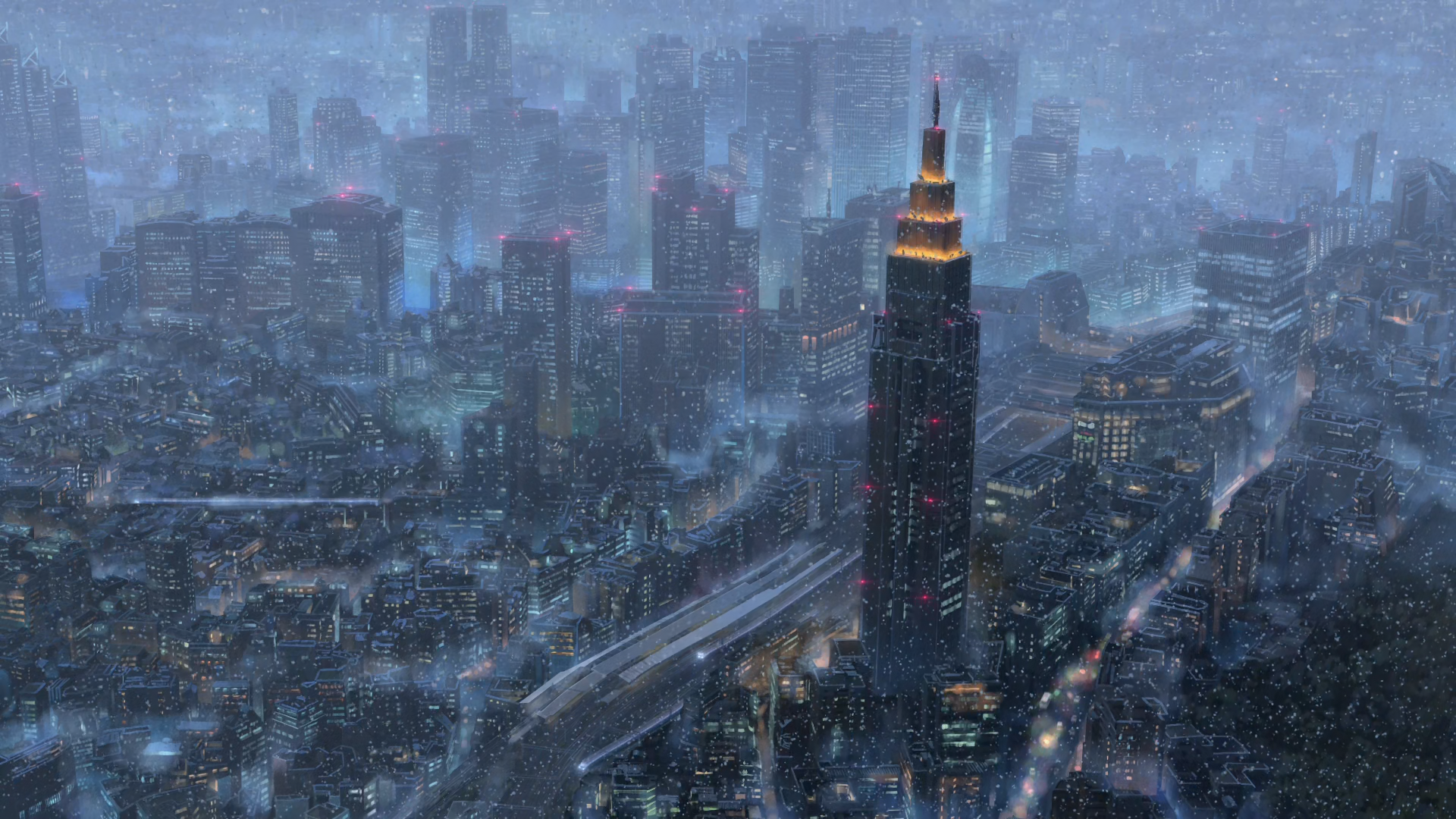 Anime 1920x1080 Kimi no Na Wa landscape cityscape building snow