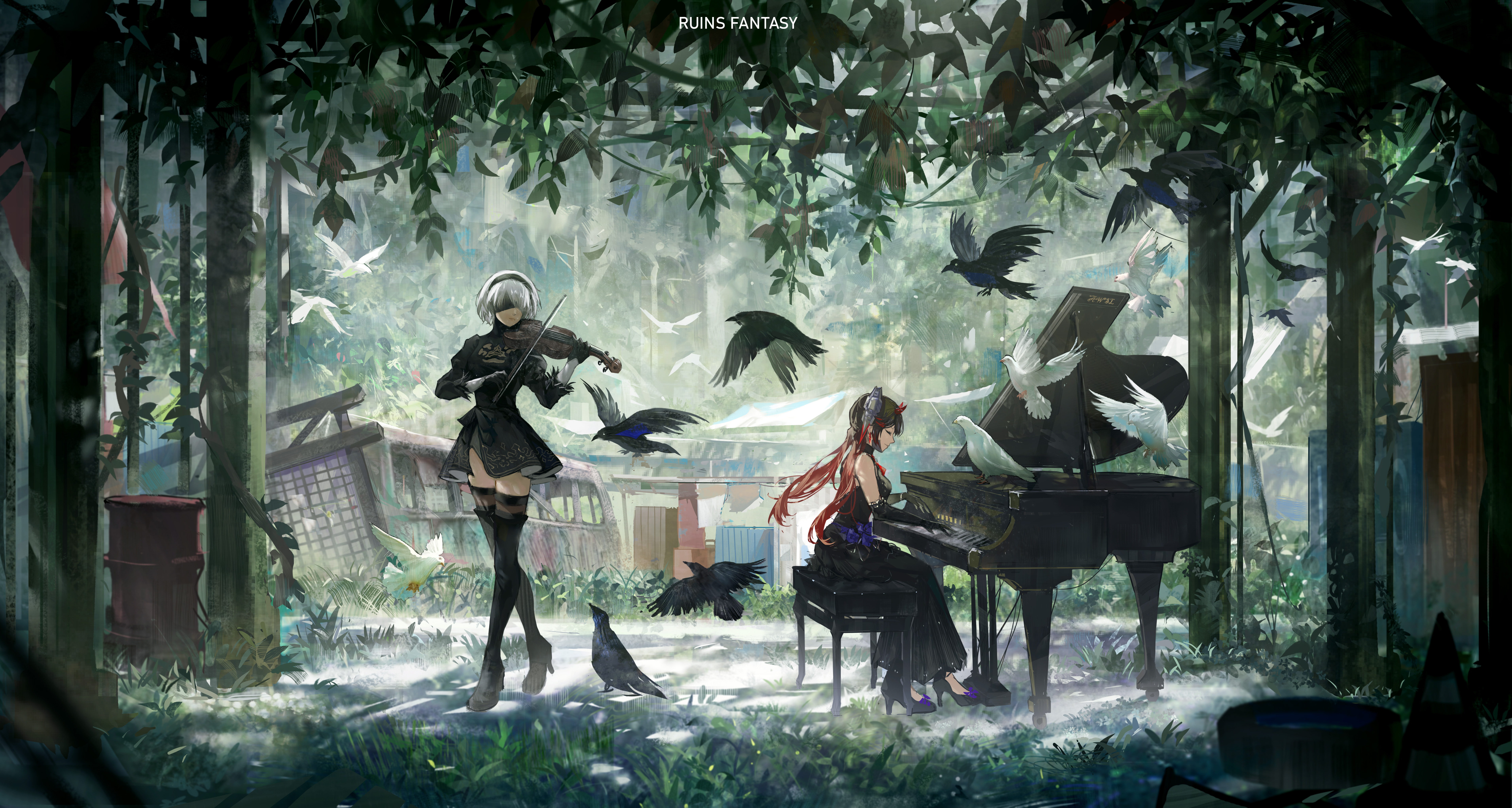 Anime 7644x4085 video game art Nier: Automata Nier Orchid Dale Punishing: Gray Raven 2B (Nier: Automata) crossover