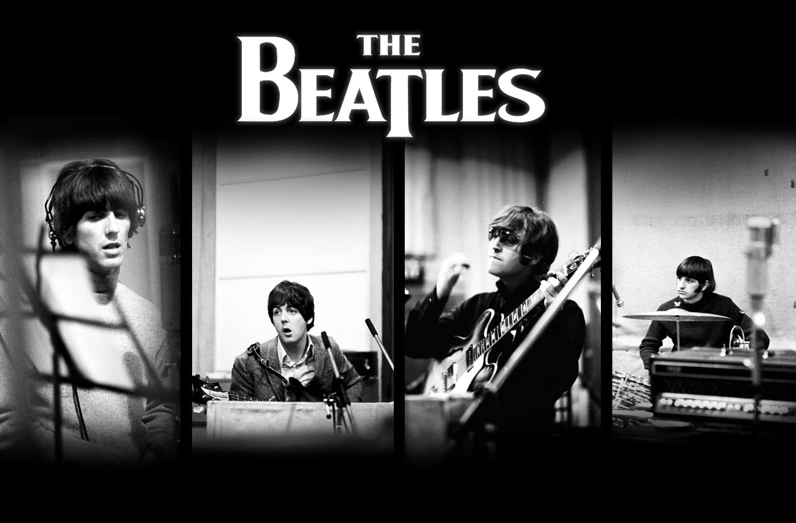 People 1587x1043 The Beatles John Lennon Paul McCartney Ringo Starr George Harrison musician rock bands electric guitar men