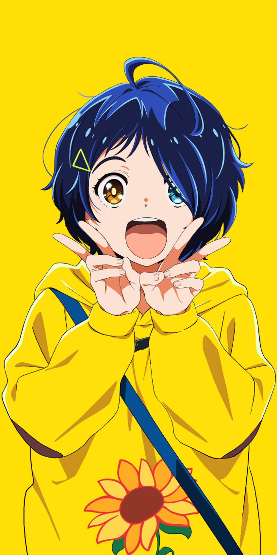 Anime 1080x2160 anime girls wonder egg priority Ai Ooto heterochromia blue hair short hair