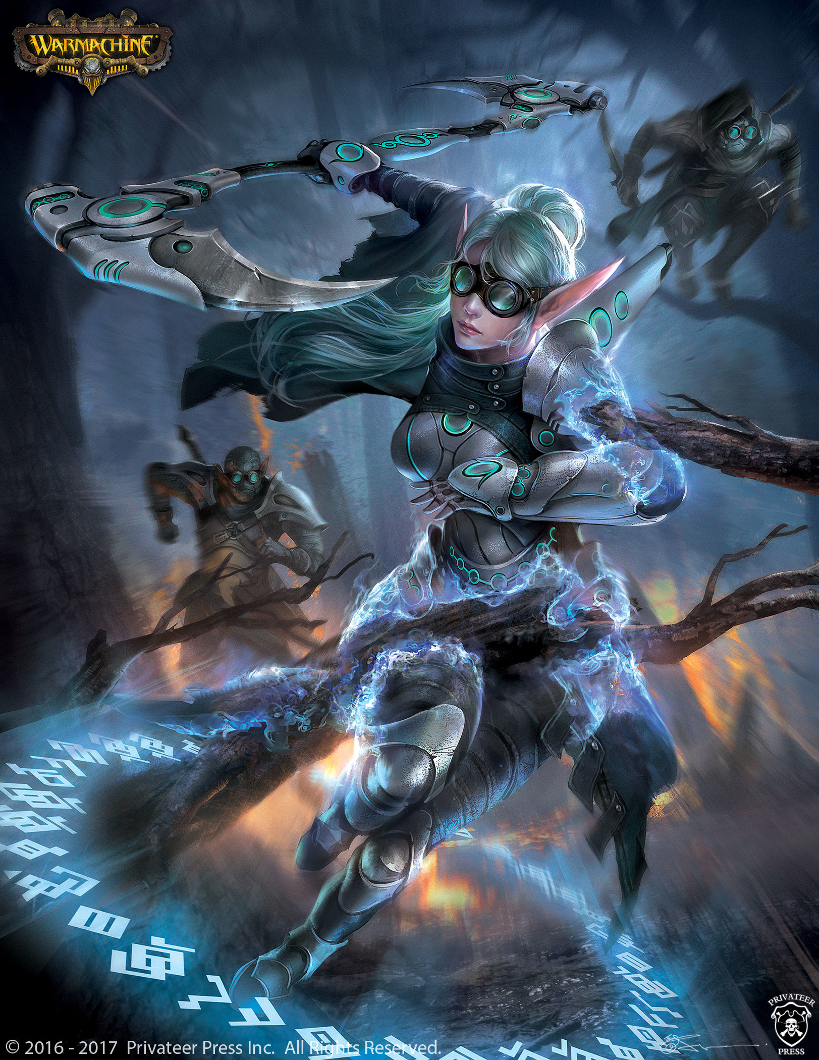 General 1623x2100 Jeremy Chong drawing women weapon scythe magic glasses fantasy art blue turquoise