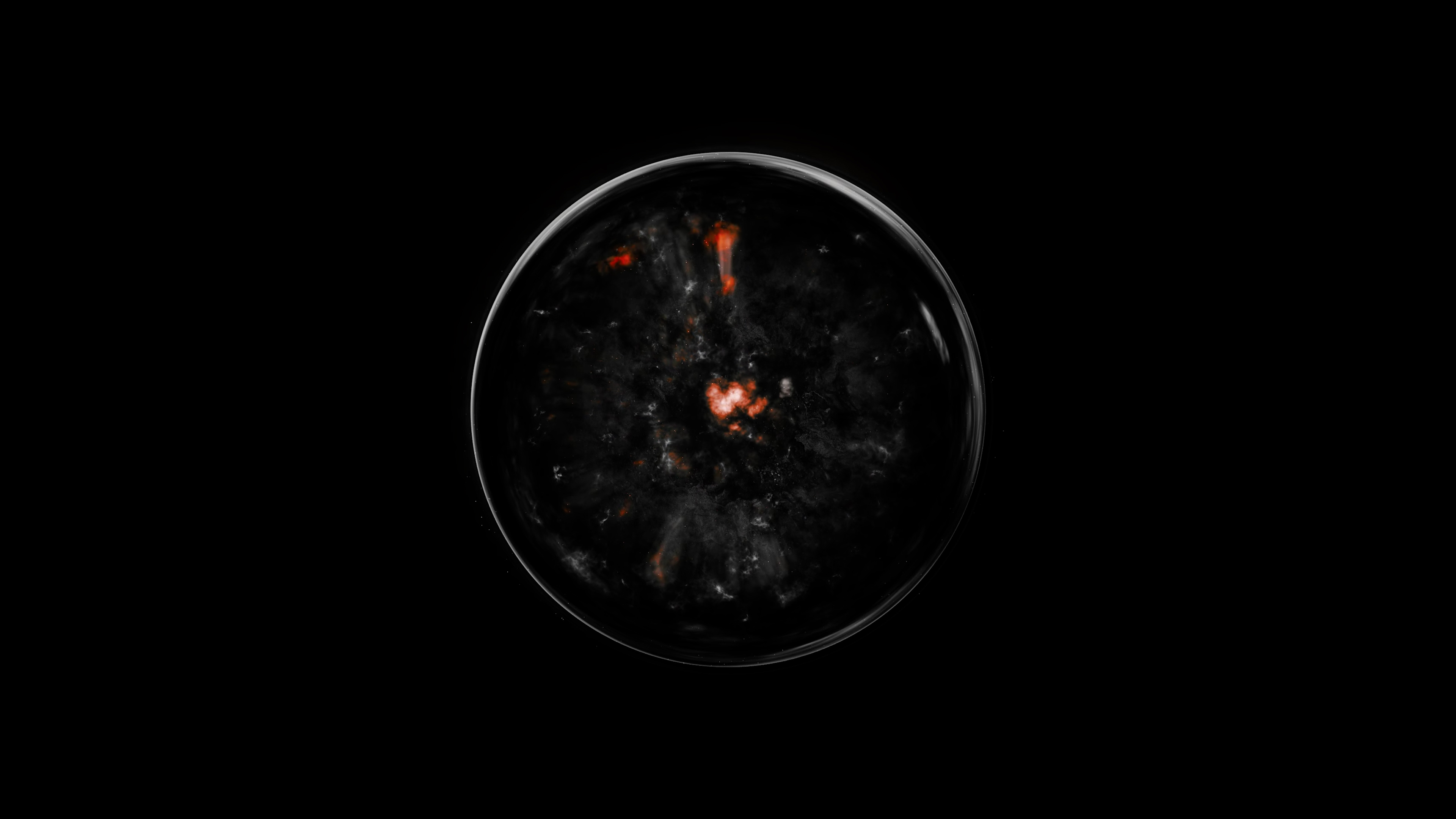 General 3840x2160 space planet red rocks sphere dark black black background bubbles abstract