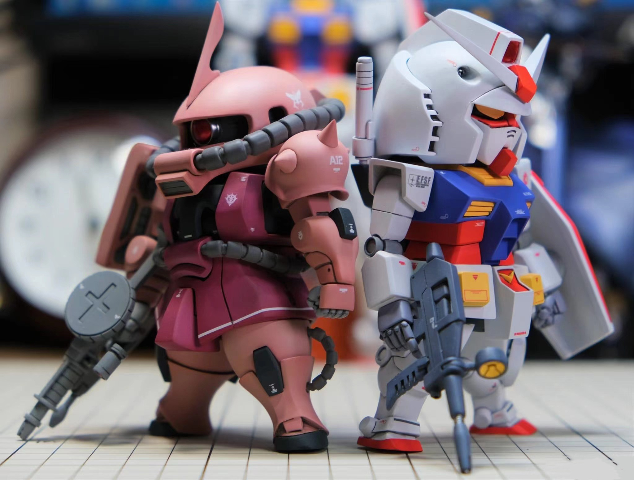 Anime 2048x1553 Gundam Mobile Suit Gundam Zaku II Char's Custom RX-78 Gundam Super Robot Taisen Mobile Suit