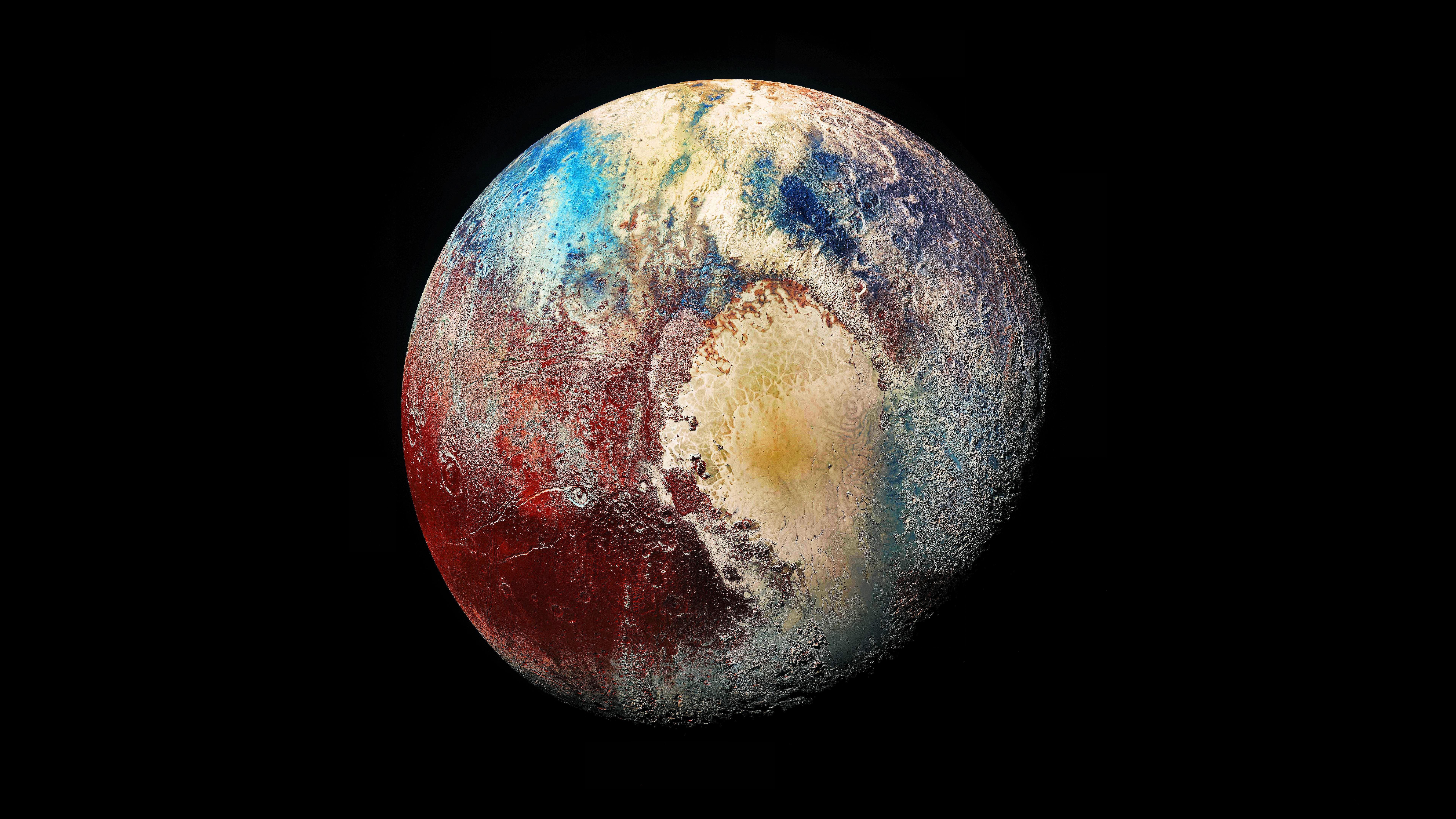 General 7680x4320 planet space terrestrial planet Pluto space art simple background black background digital art