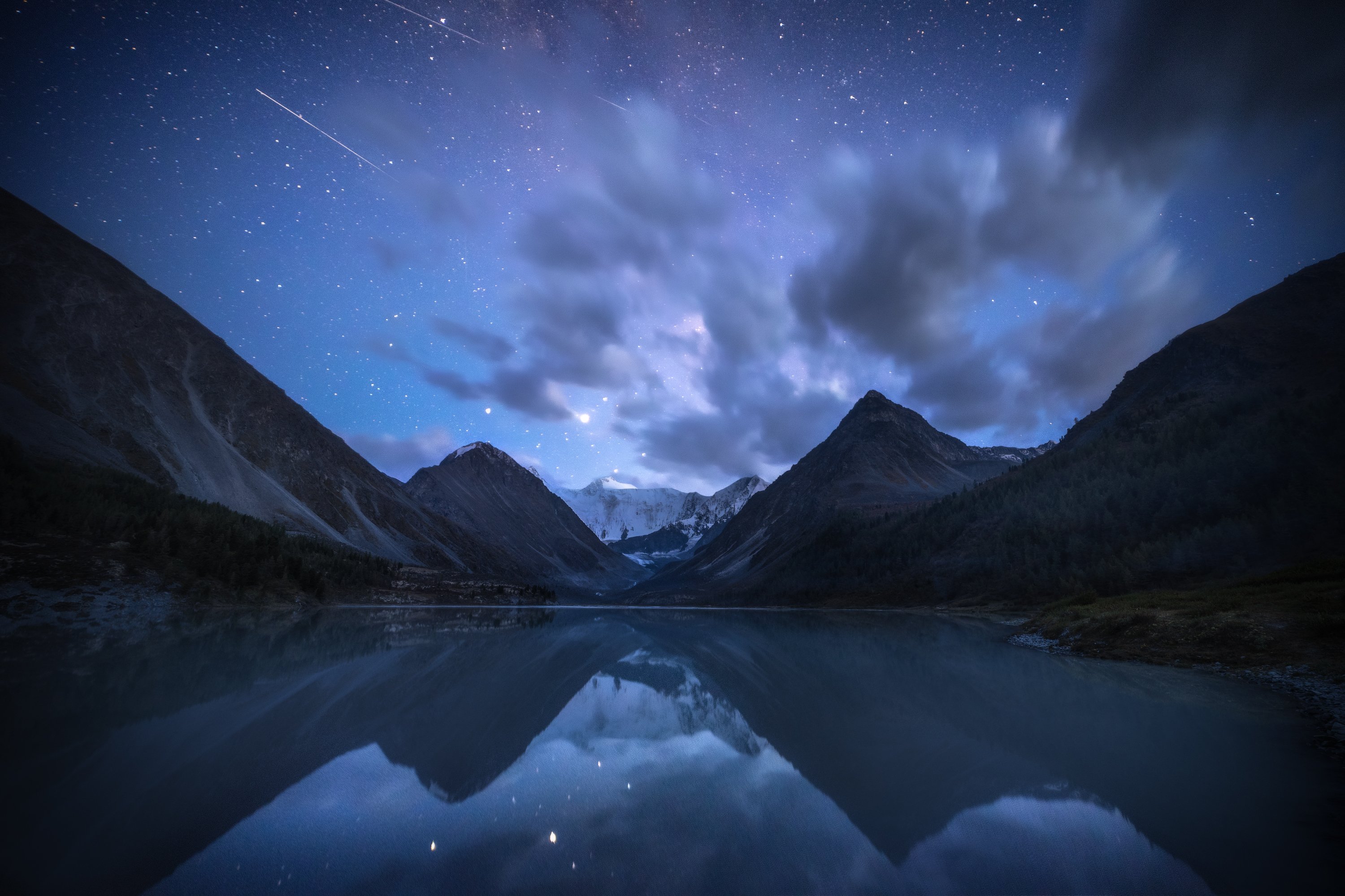General 3000x2000 landscape nature clouds sky night nightscape lake river mountains low light