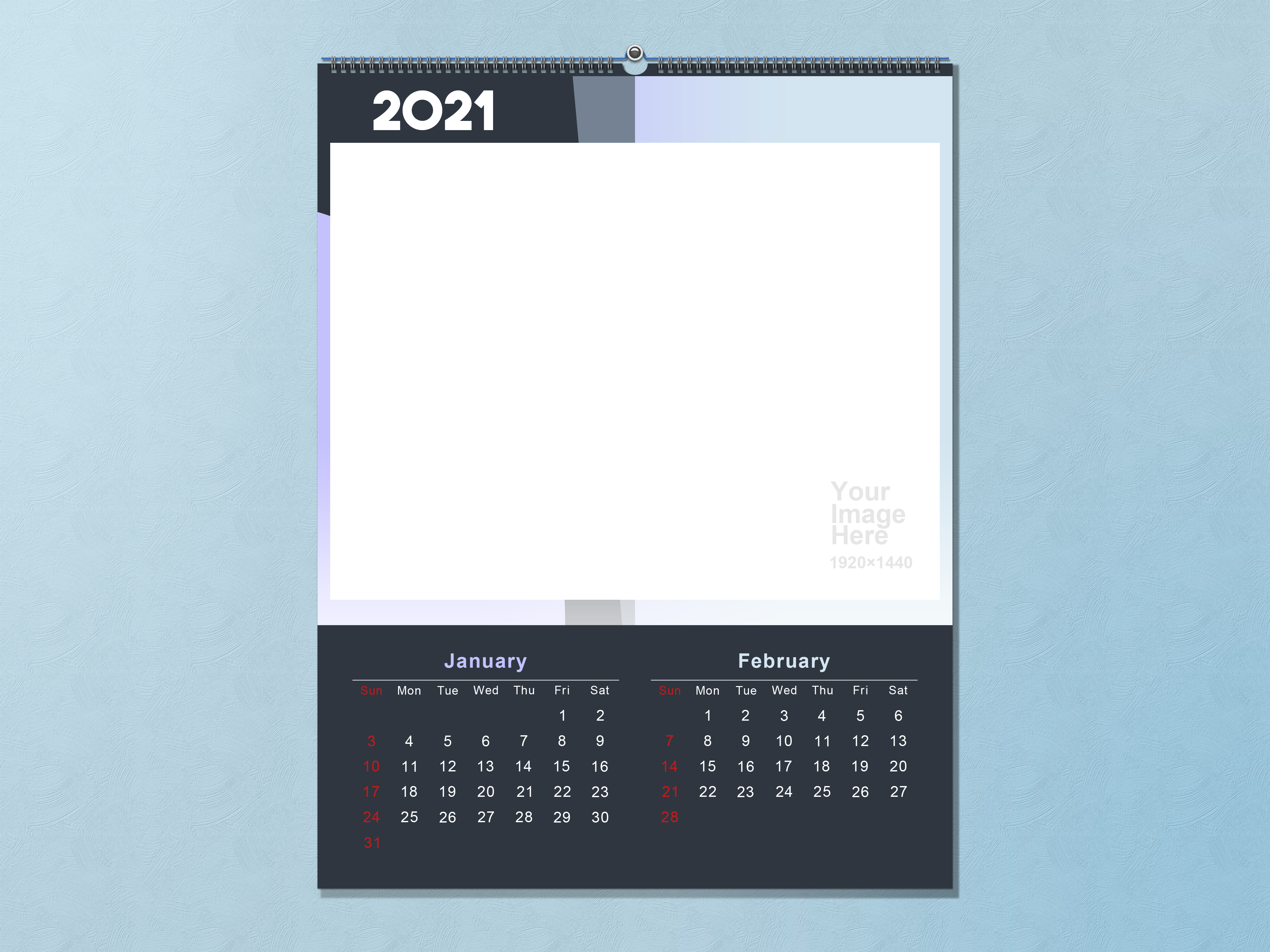 General 4000x3000 January February calendar 2021 (year) numbers cyan background