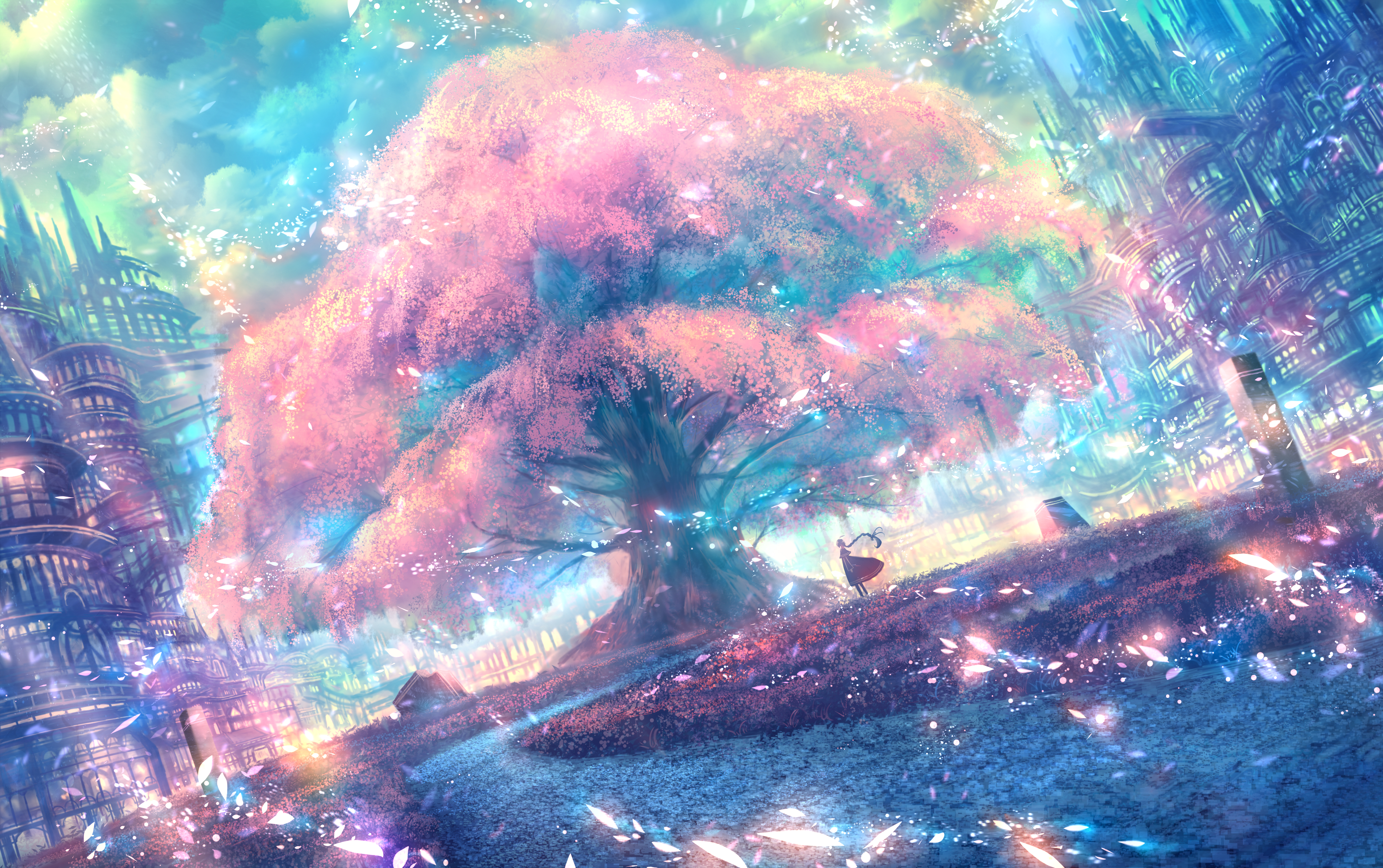 Anime 3800x2387 anime cherry trees trees cherry blossom