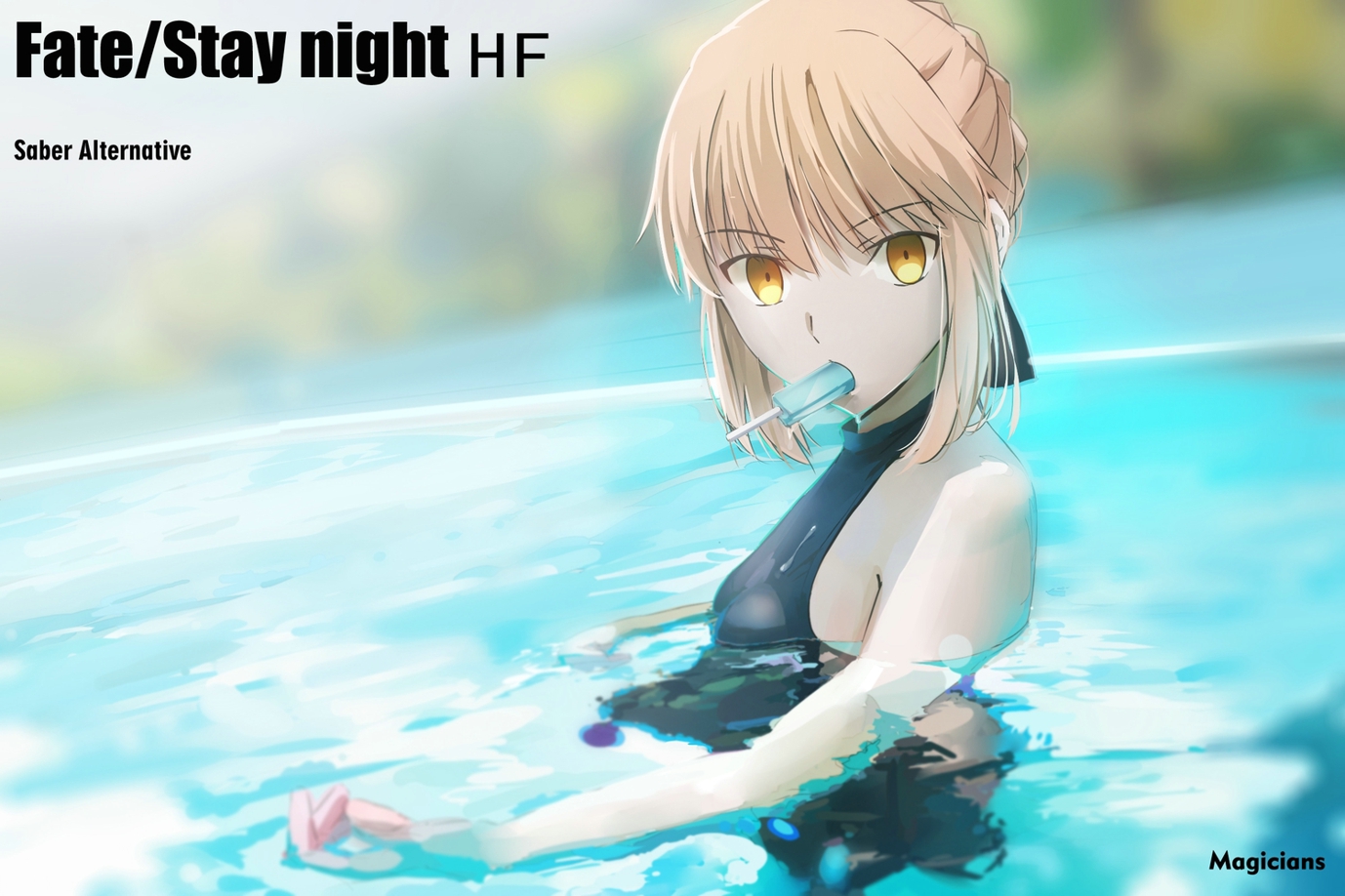 Anime 1378x918 Saber Fate series Fate/Grand Order Saber Alter swimwear in water Fate/Stay Night fate/stay night: heaven's feel