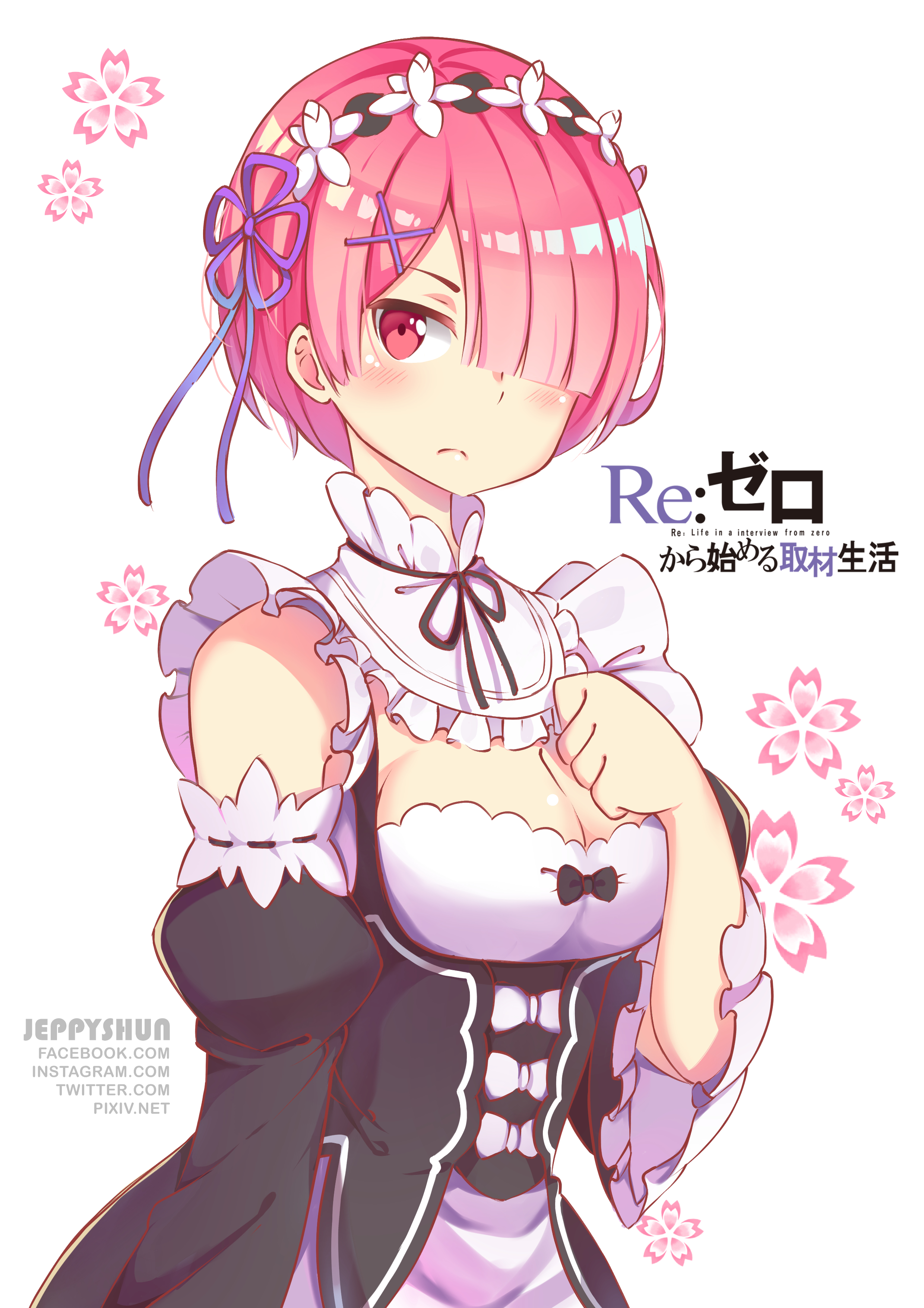 Anime 2480x3508 anime anime girls Re:Zero Kara Hajimeru Isekai Seikatsu Ram (Re: Zero) pink hair maid maid outfit